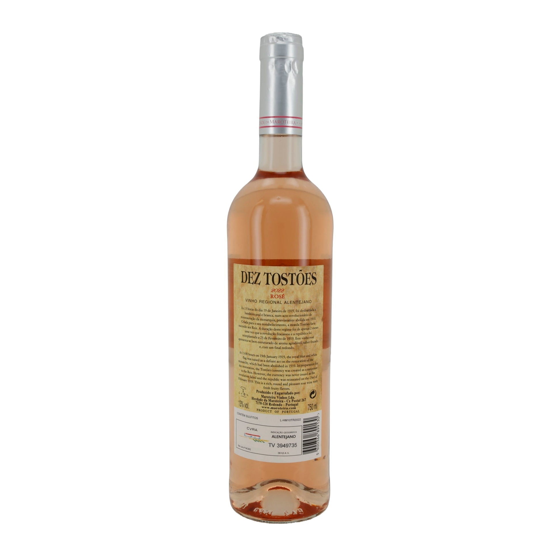 Dez Tostões Rosé 2022 | Vinho Regional Alentejano | Portugiesischer Roséwein | 750 ml | 13 % vol Herdade da Maroteira