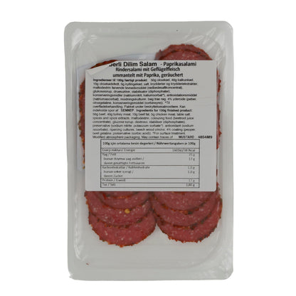 Dilim Salam Onkel Sahingöz | Halal-Paprikasalami | Mit Rind & Geflügel | 80 g ONKEL SAHINGÖZ