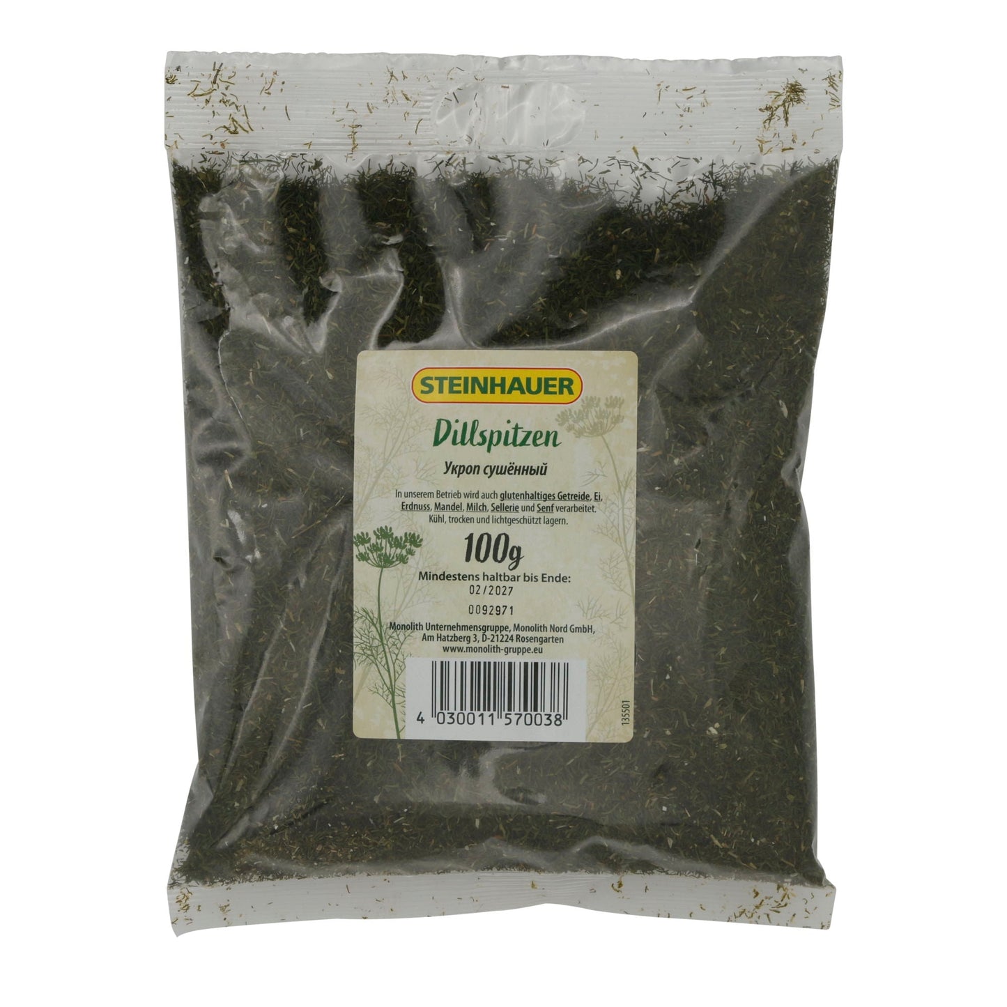 Dillspitzen Steinhauer | Fein getrockneter Dill | Aromatisch für Speisen | 100 g STEINHAUER