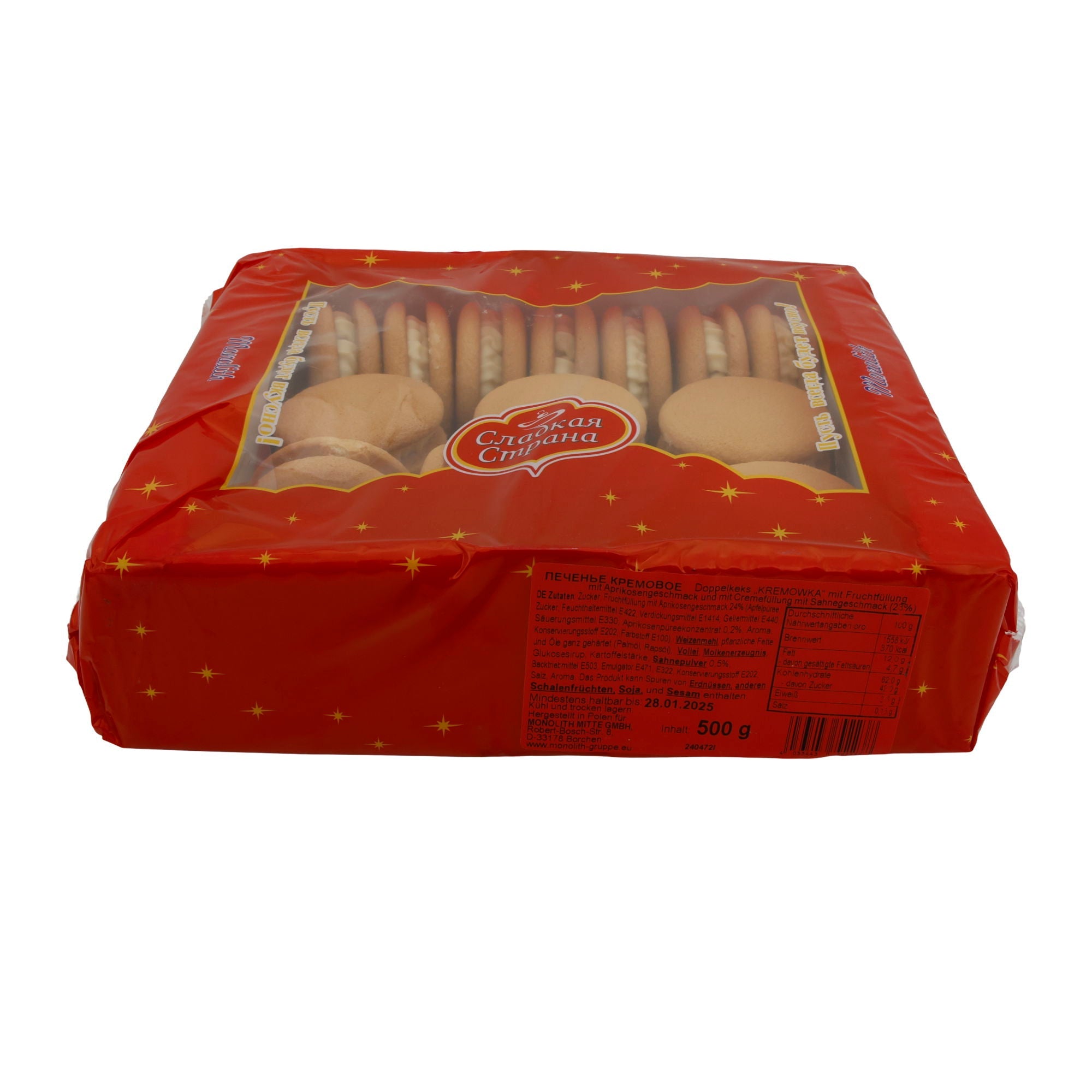 Doppelkekse Sladkaya Strana | Keks | mit Aprikosengeschmack - Füllung | 500 g - Taste Your World