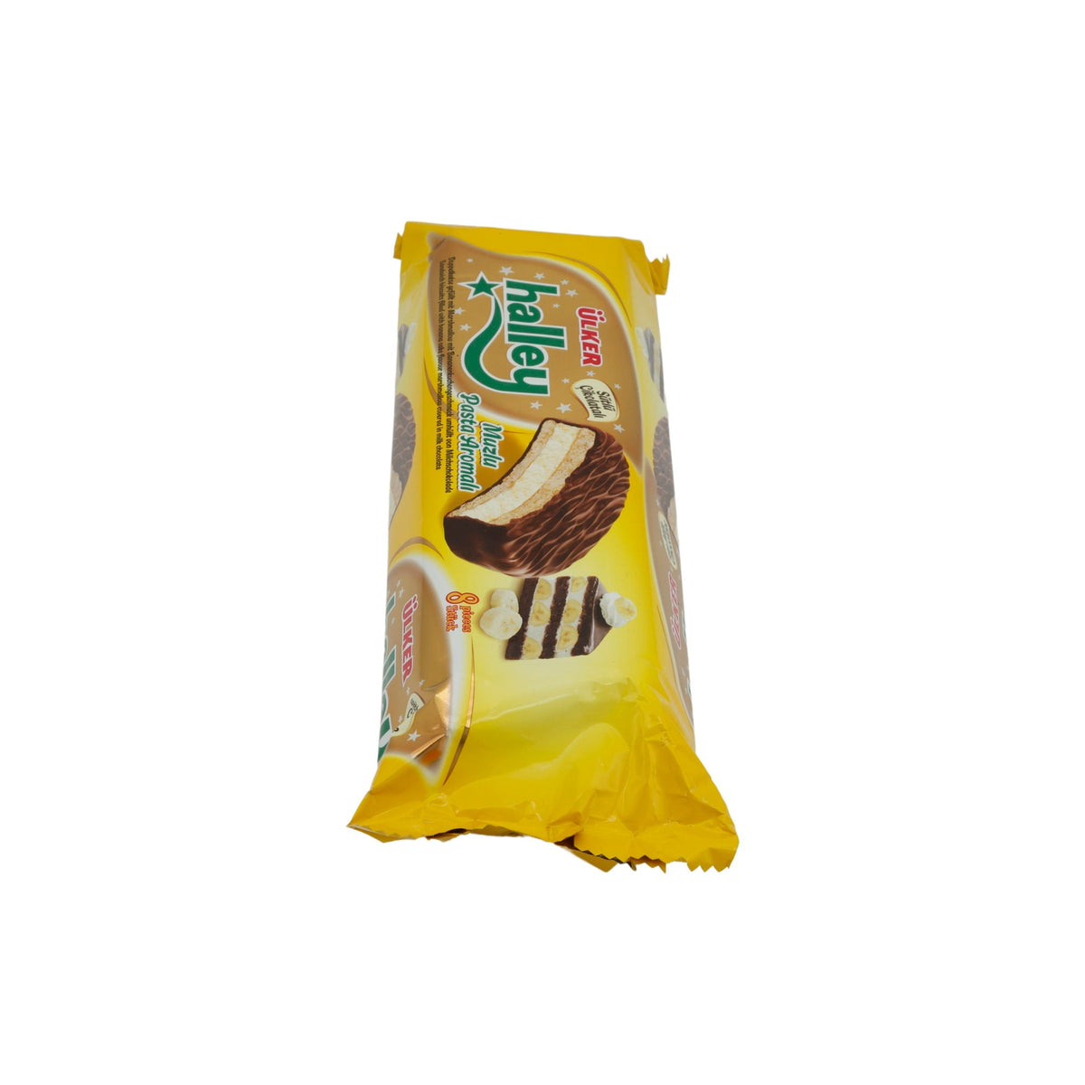 Doppelkekse Ülker | Kekse | Halley Muzlu, Mit Marshmallow-Bananenfüllung & Milchschokolade, 8 Stück 240g UELKER