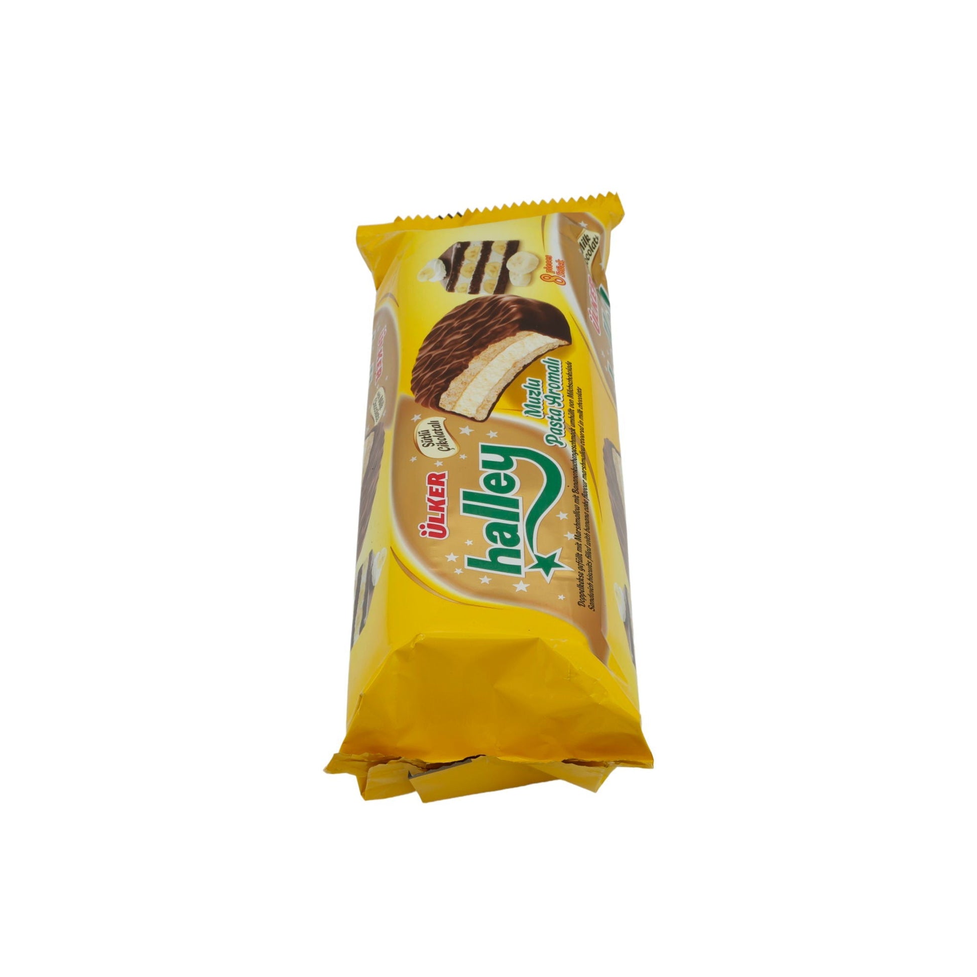 Doppelkekse Ülker | Kekse | Halley Muzlu, Mit Marshmallow-Bananenfüllung & Milchschokolade, 8 Stück 240g UELKER