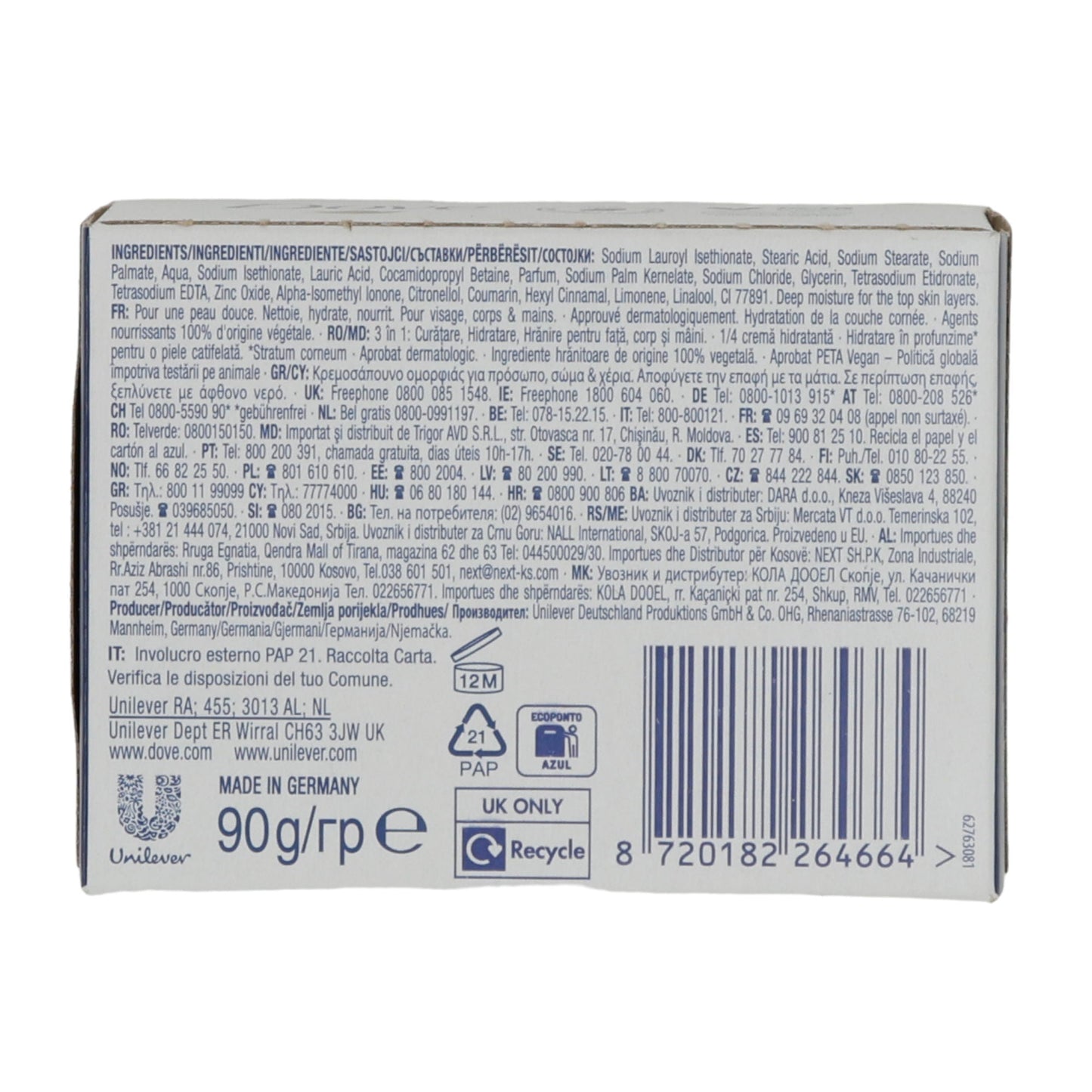 Dove Beauty Cream Bar | Pflegeseife mit Feuchtigkeitscreme | 90 g | Für Gesicht, Körper & Hände | Dermatologisch getestet