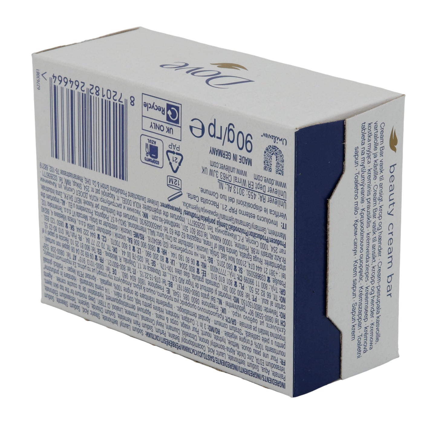 Dove Beauty Cream Bar | Pflegeseife mit Feuchtigkeitscreme | 90 g | Für Gesicht, Körper & Hände | Dermatologisch getestet