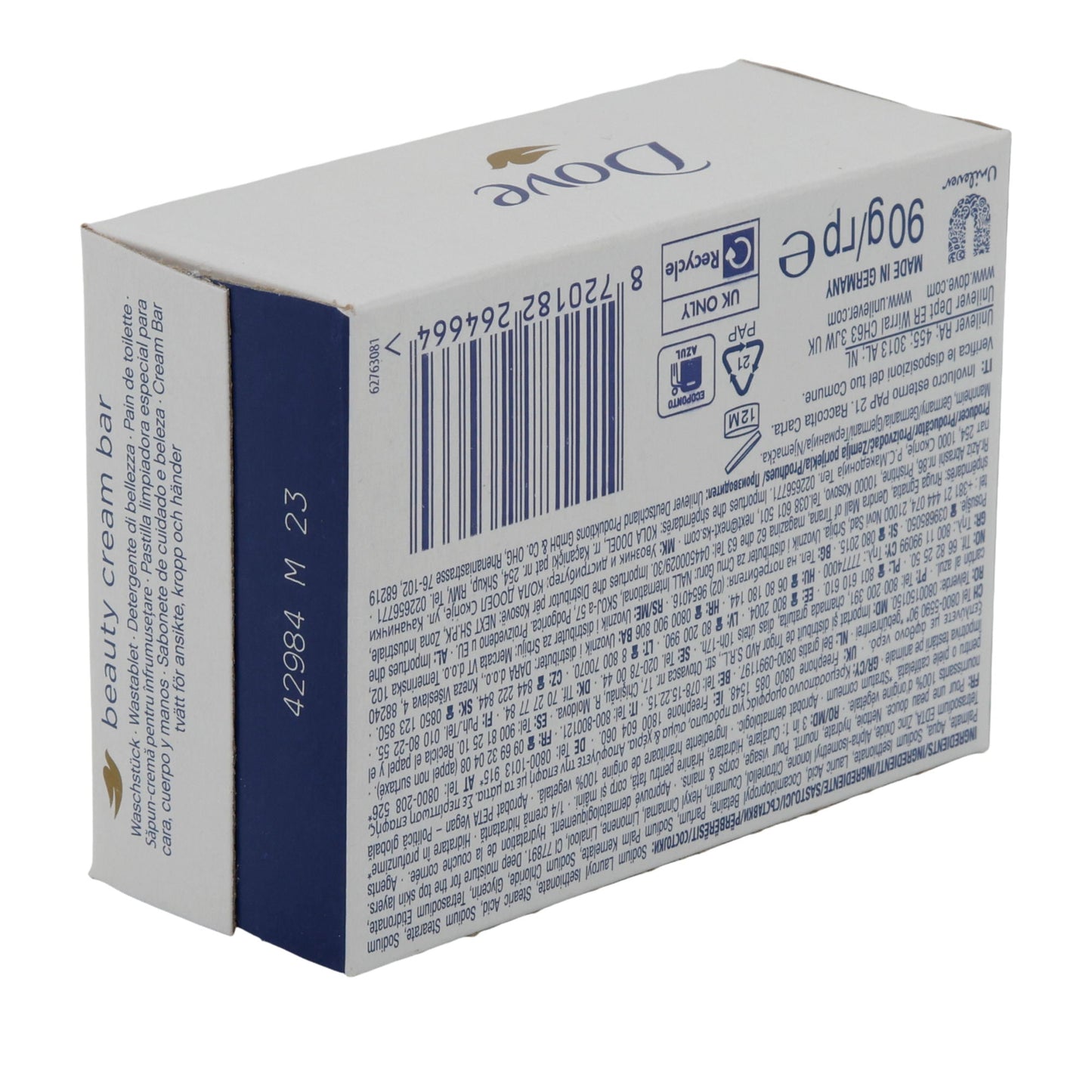 Dove Beauty Cream Bar | Pflegeseife mit Feuchtigkeitscreme | 90 g | Für Gesicht, Körper & Hände | Dermatologisch getestet