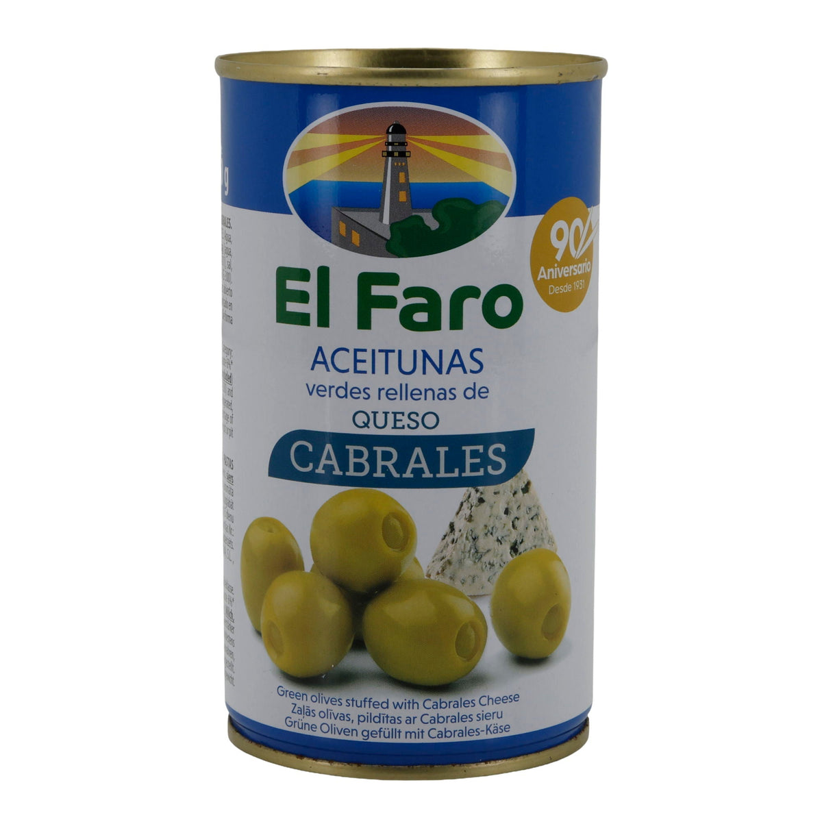 El Faro | Grüne Oliven gefüllt mit Cabrales-Käse | Spanische Tapas | 350 g / 150 g Abtropfgewicht Silca