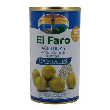 El Faro | Grüne Oliven gefüllt mit Cabrales-Käse | Spanische Tapas | 350 g / 150 g Abtropfgewicht Silca