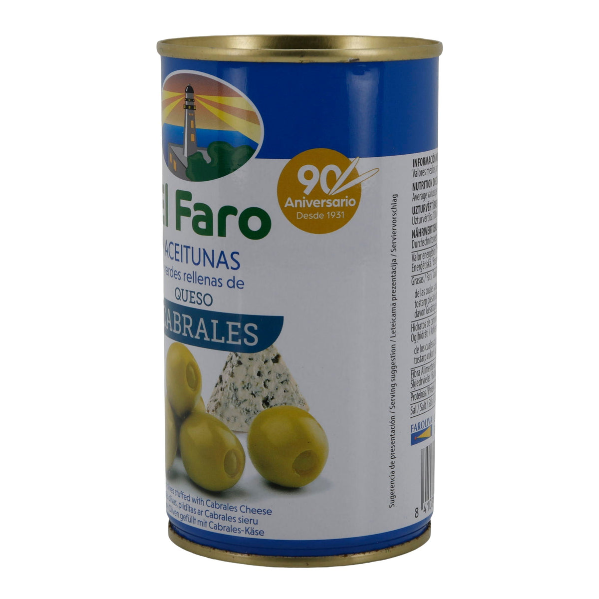 El Faro | Grüne Oliven gefüllt mit Cabrales-Käse | Spanische Tapas | 350 g / 150 g Abtropfgewicht Silca