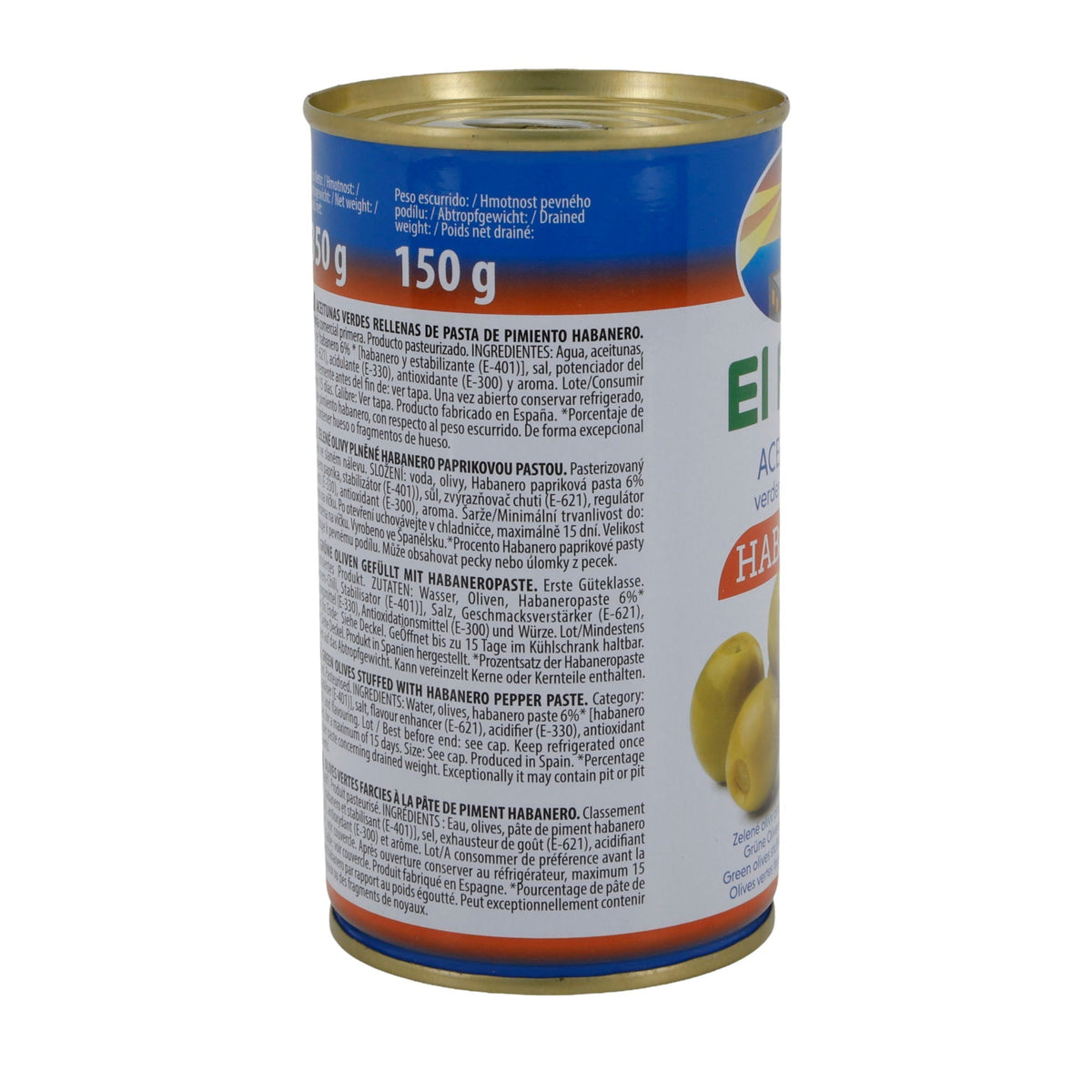 El Faro | Grüne Oliven gefüllt mit Habanero-Paste | Extra scharf | Spanische Tapas | 350 g / 150 g Abtropfgewicht