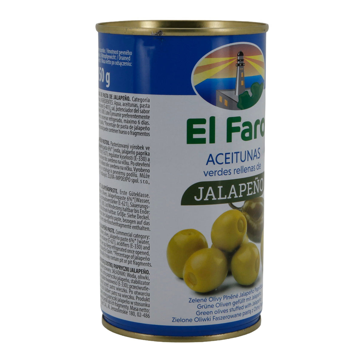 El Faro | Grüne Oliven gefüllt mit Jalapeño | Scharf & Würzig | 350 g / 150 g Abtropfgewicht
