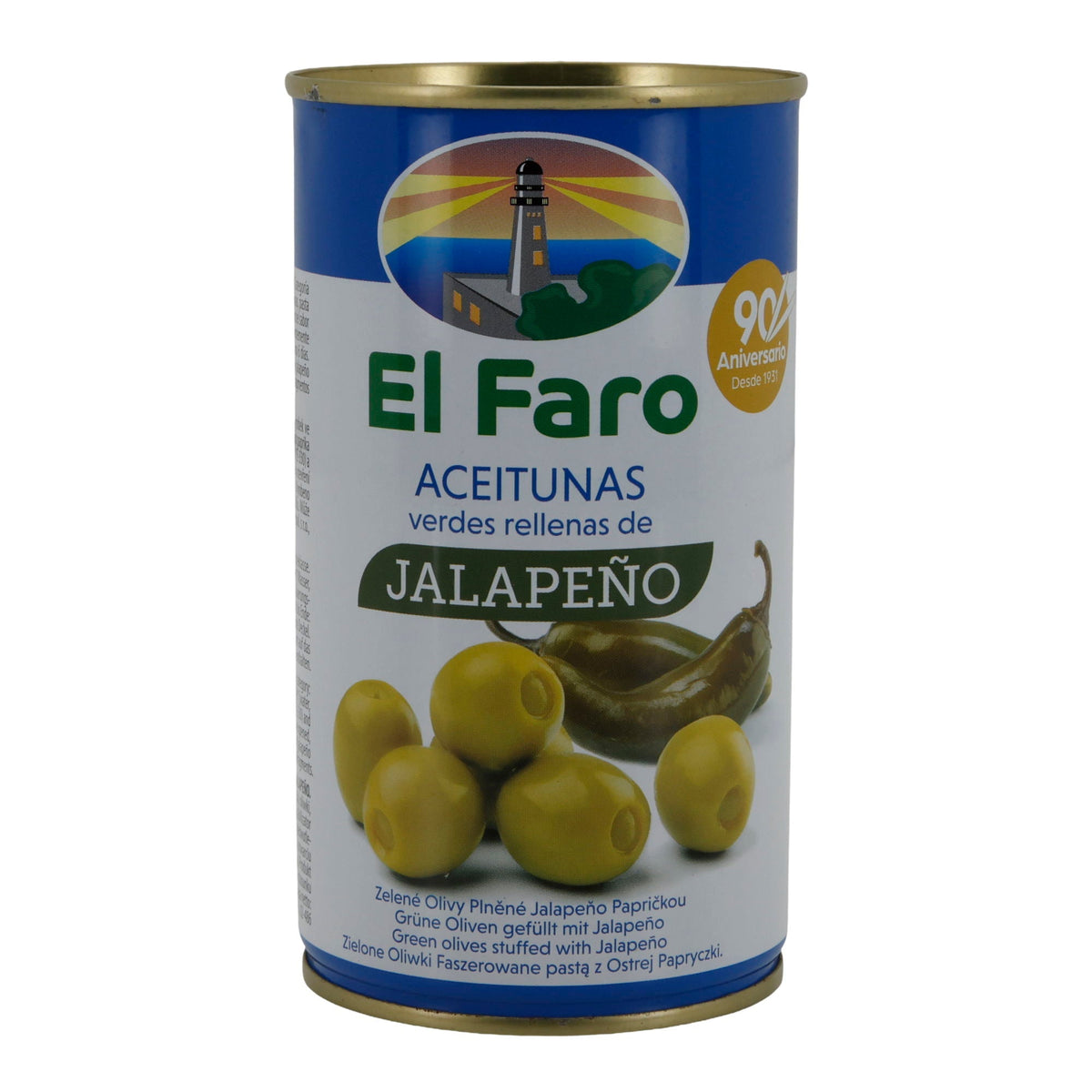El Faro | Grüne Oliven gefüllt mit Jalapeño | Scharf & Würzig | 350 g / 150 g Abtropfgewicht
