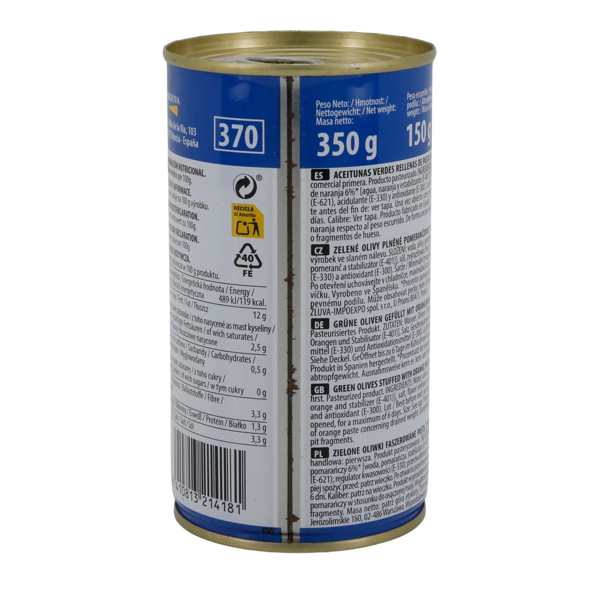 El Faro | Grüne Oliven gefüllt mit Orangenpaste | Fruchtig & Mediterran | 350 g / 150 g Abtropfgewicht Silca