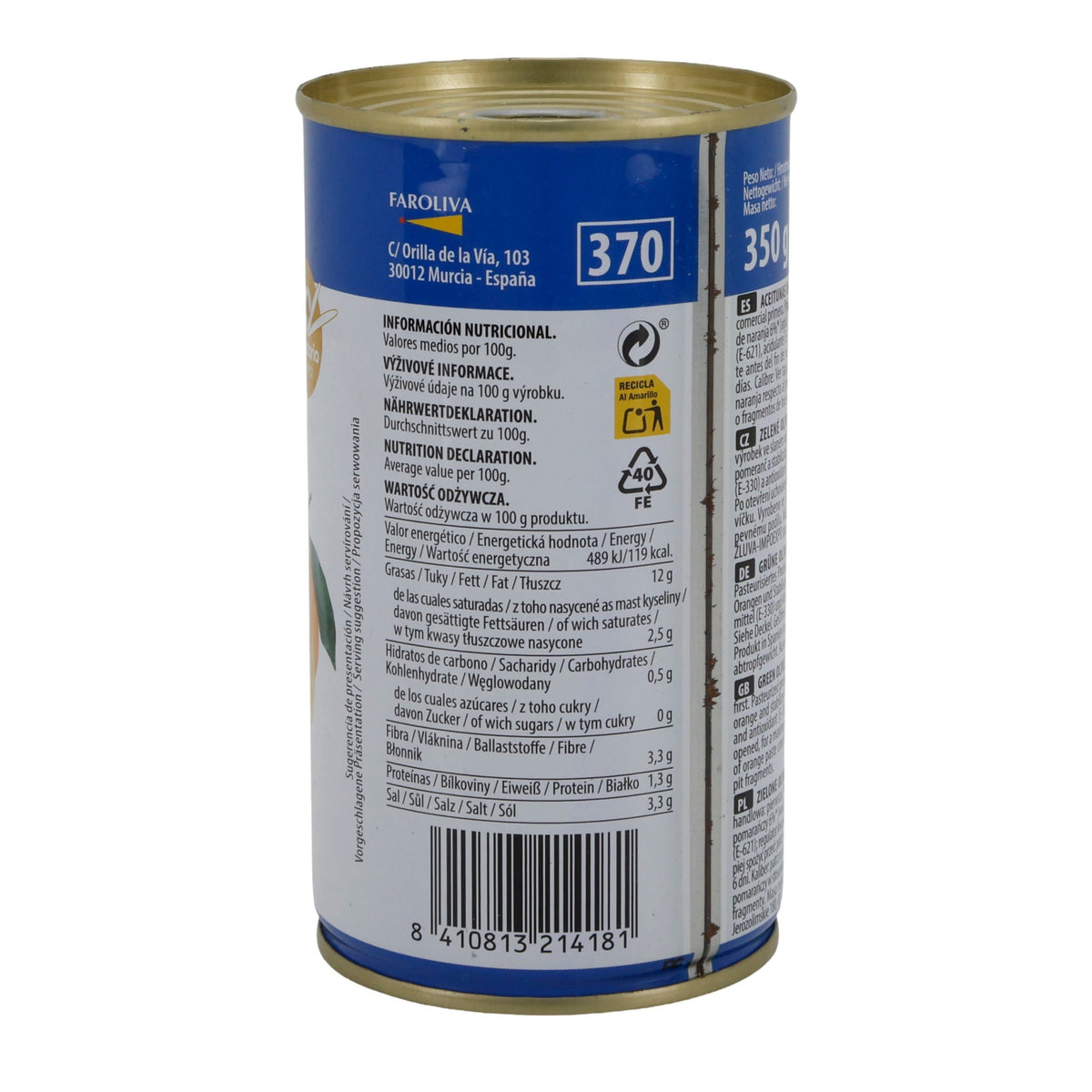 El Faro | Grüne Oliven gefüllt mit Orangenpaste | Fruchtig & Mediterran | 350 g / 150 g Abtropfgewicht Silca