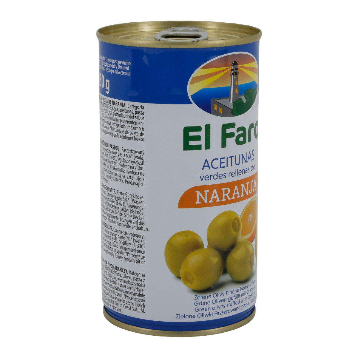 El Faro | Grüne Oliven gefüllt mit Orangenpaste | Fruchtig & Mediterran | 350 g / 150 g Abtropfgewicht Silca