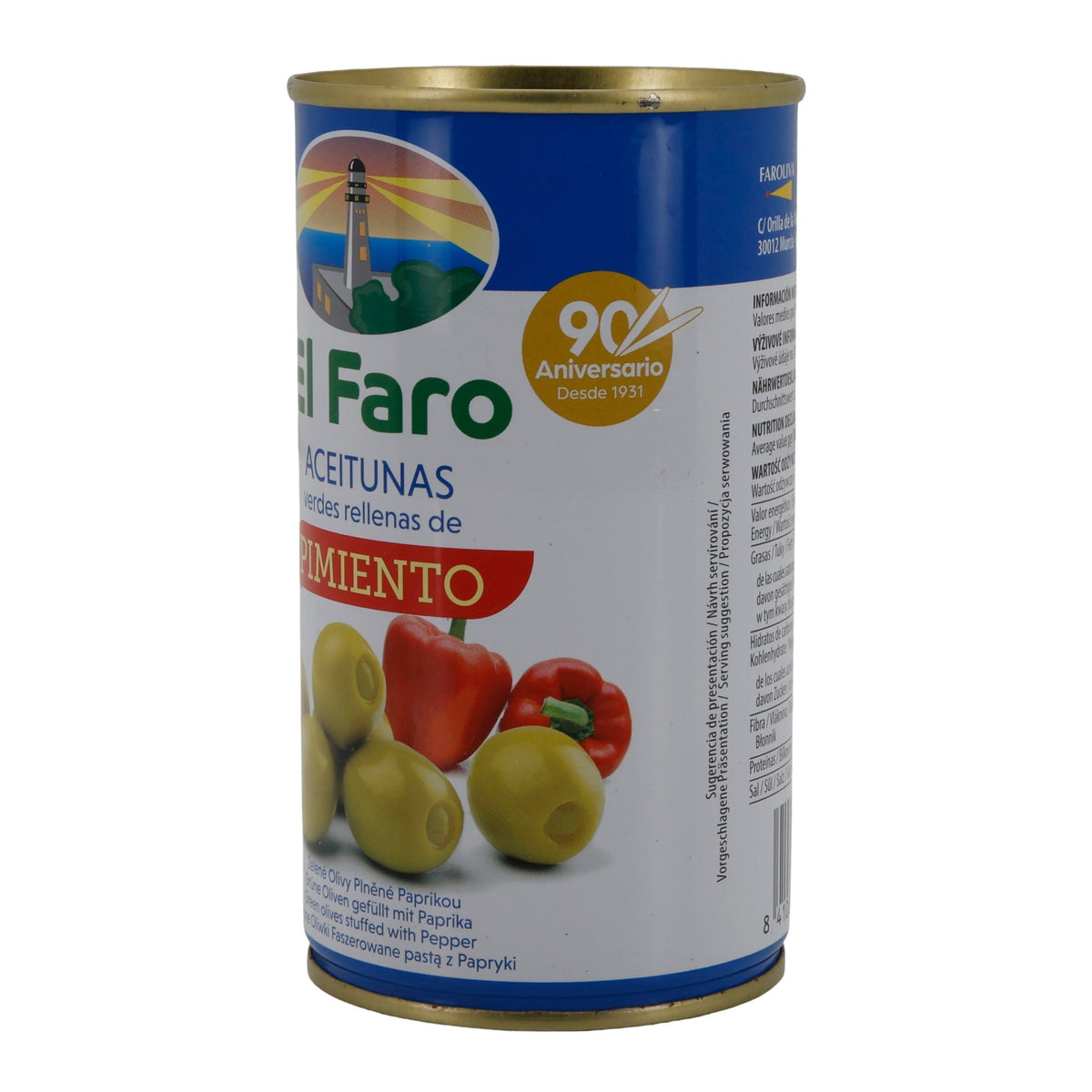 El Faro | Grüne Oliven gefüllt mit Paprikapaste | Milder Tapas-Snack | 350 g / 150 g Abtropfgewicht Silca