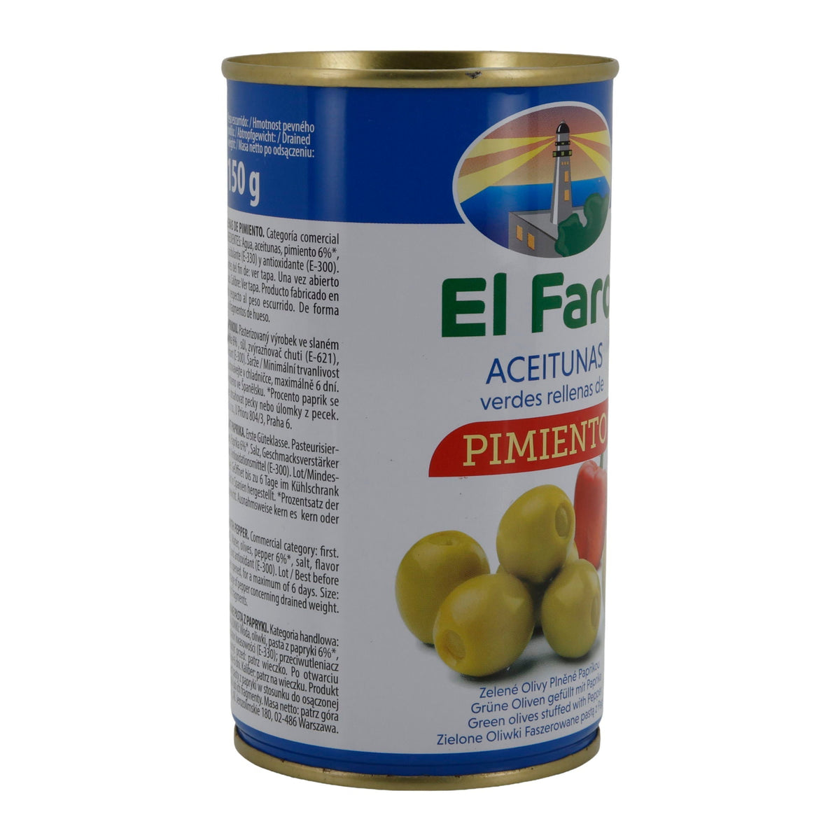 El Faro | Grüne Oliven gefüllt mit Paprikapaste | Milder Tapas-Snack | 350 g / 150 g Abtropfgewicht