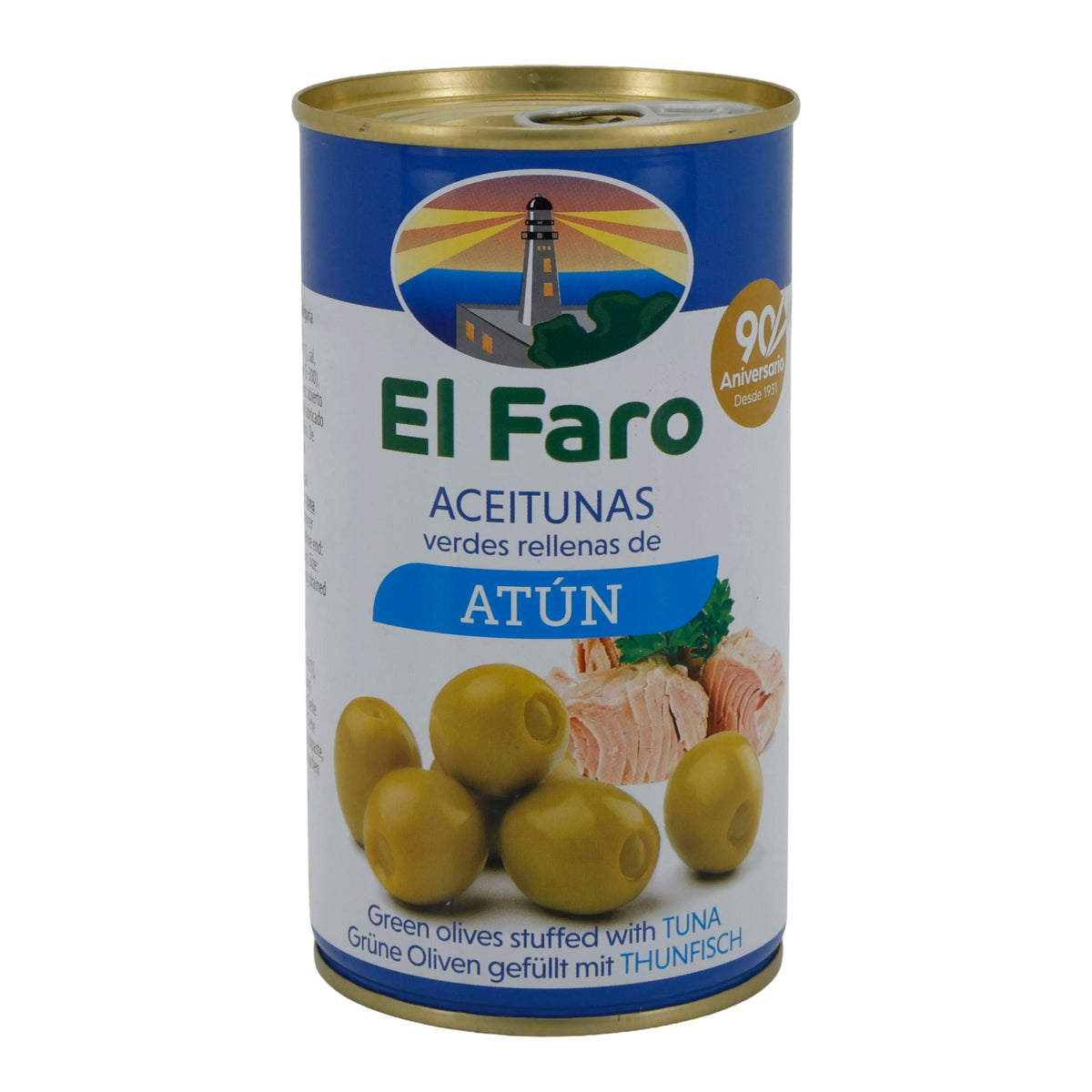El Faro | Grüne Oliven gefüllt mit Thunfischpaste | Spanische Tapas | 350 g / 150 g Abtropfgewicht Silca