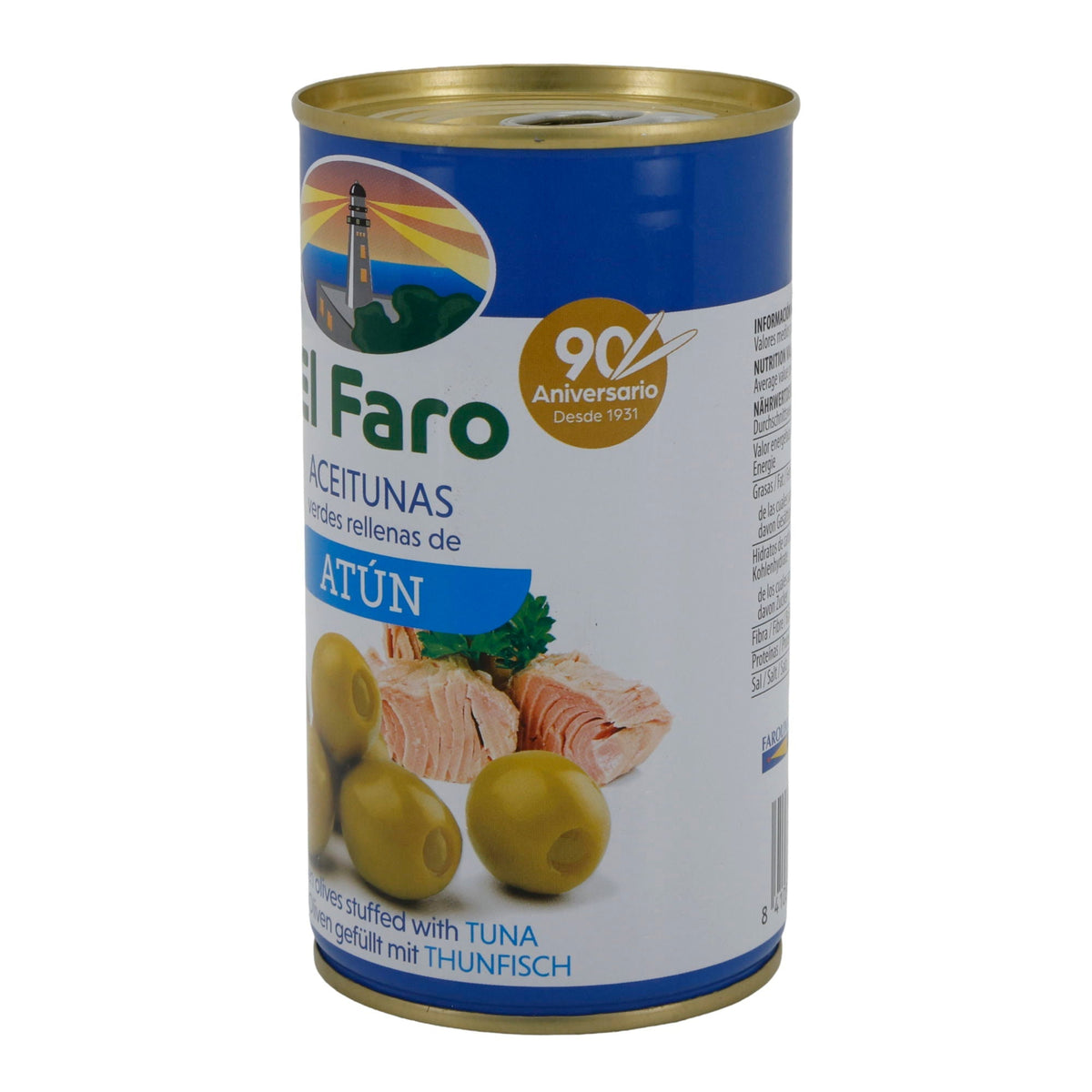 El Faro | Grüne Oliven gefüllt mit Thunfischpaste | Spanische Tapas | 350 g / 150 g Abtropfgewicht Silca