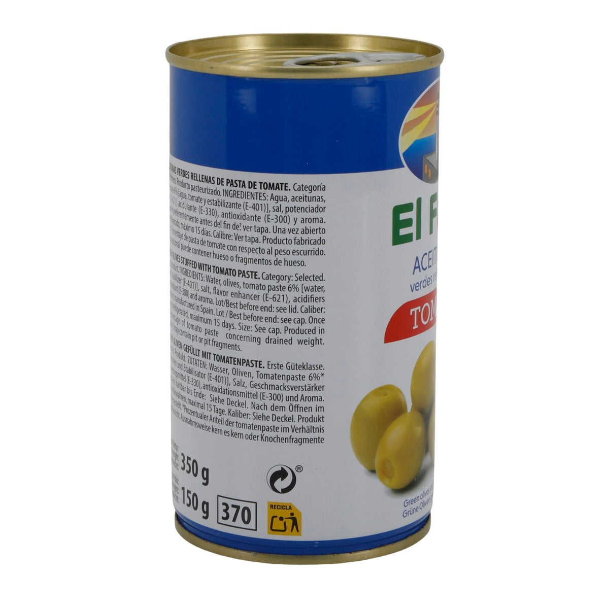 El Faro | Grüne Oliven gefüllt mit Tomatenpaste | Mediterraner Geschmack | 350 g / 150 g Abtropfgewicht Silca