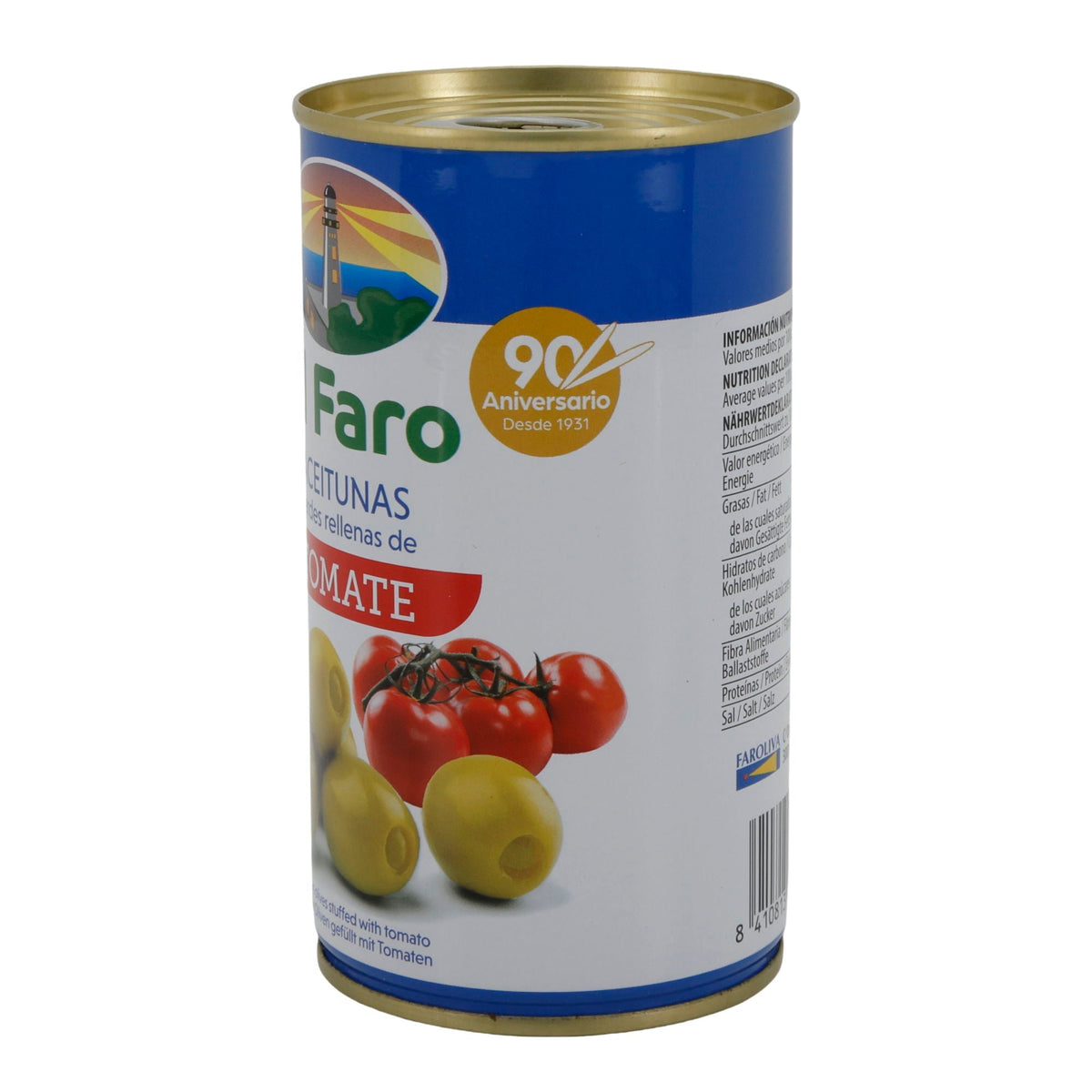 El Faro | Grüne Oliven gefüllt mit Tomatenpaste | Mediterraner Geschmack | 350 g / 150 g Abtropfgewicht Silca