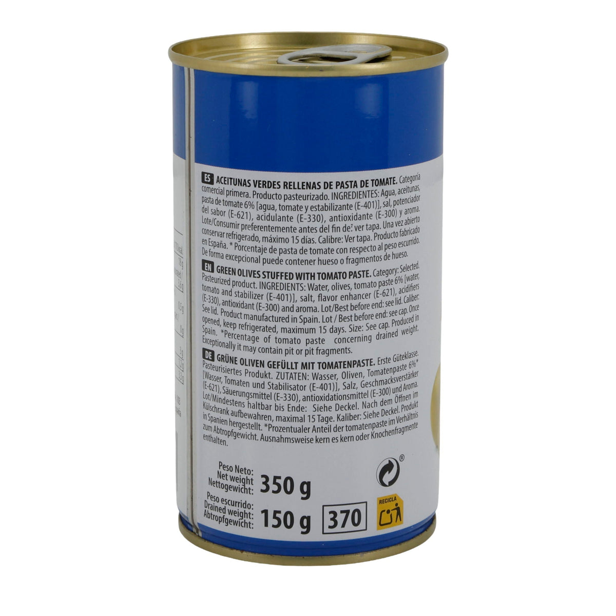 El Faro | Grüne Oliven gefüllt mit Tomatenpaste | Mediterraner Geschmack | 350 g / 150 g Abtropfgewicht Silca