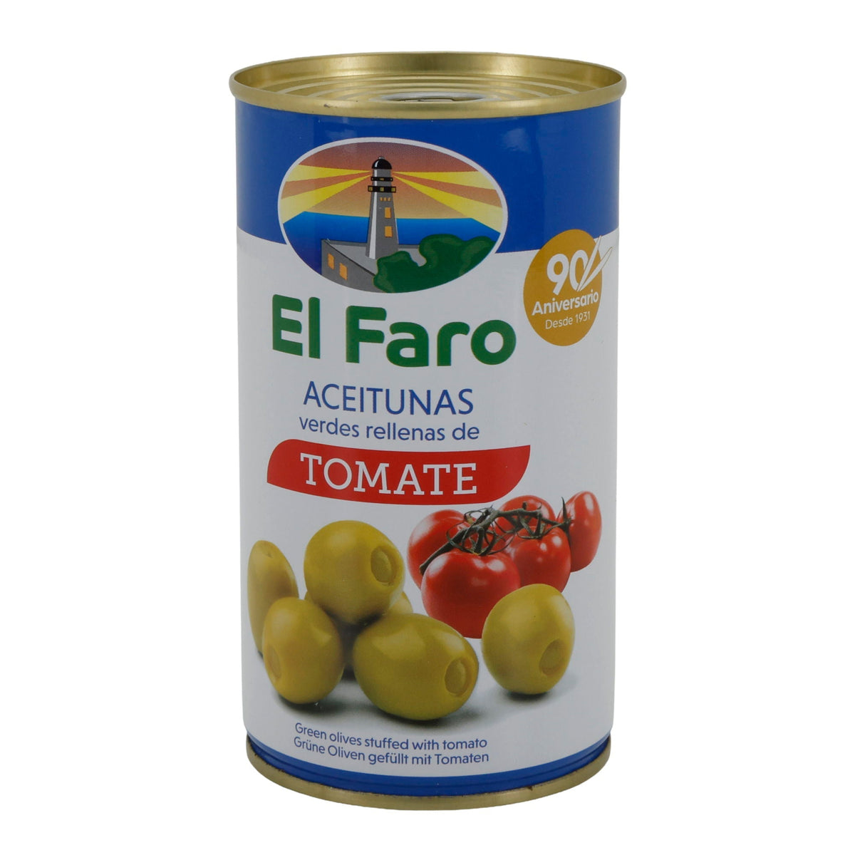 El Faro | Grüne Oliven gefüllt mit Tomatenpaste | Mediterraner Geschmack | 350 g / 150 g Abtropfgewicht Silca