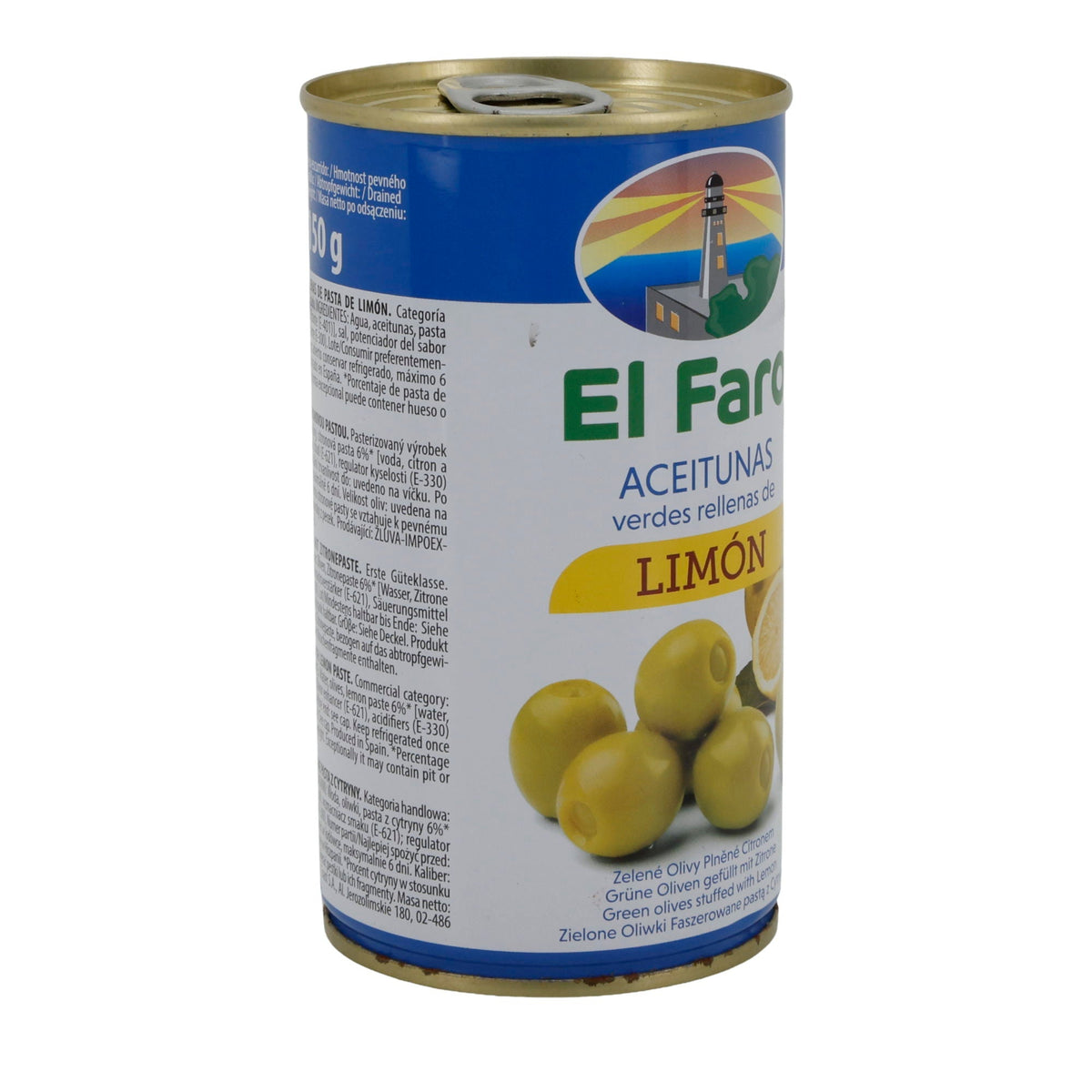 El Faro | Grüne Oliven gefüllt mit Zitrone | Fruchtig & Erfrischend | 350 g / 150 g Abtropfgewicht