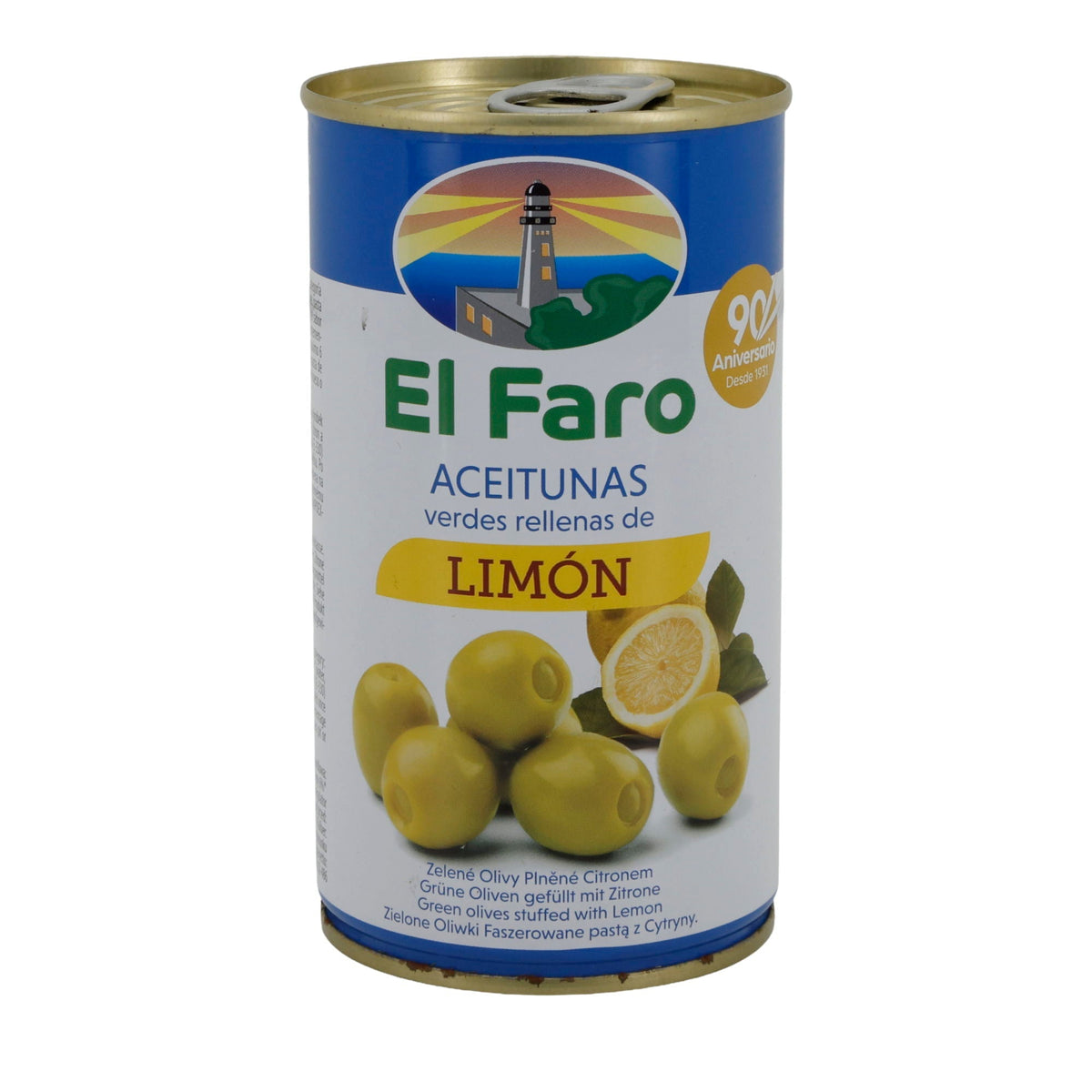 El Faro | Grüne Oliven gefüllt mit Zitrone | Fruchtig & Erfrischend | 350 g / 150 g Abtropfgewicht