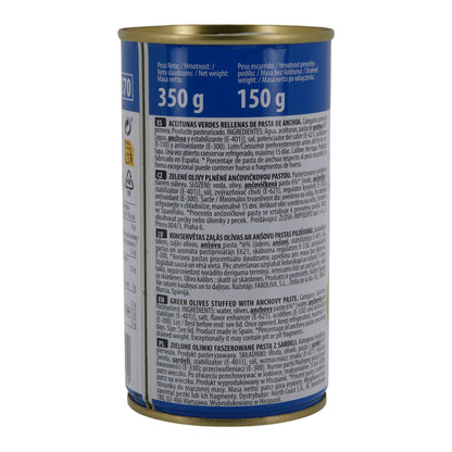 El Faro Grüne Oliven mit Sardellenpaste | Gefüllte Oliven | 350 g Dose (Abtropfgewicht 150 g) | Spanische Tapas-Spezialität