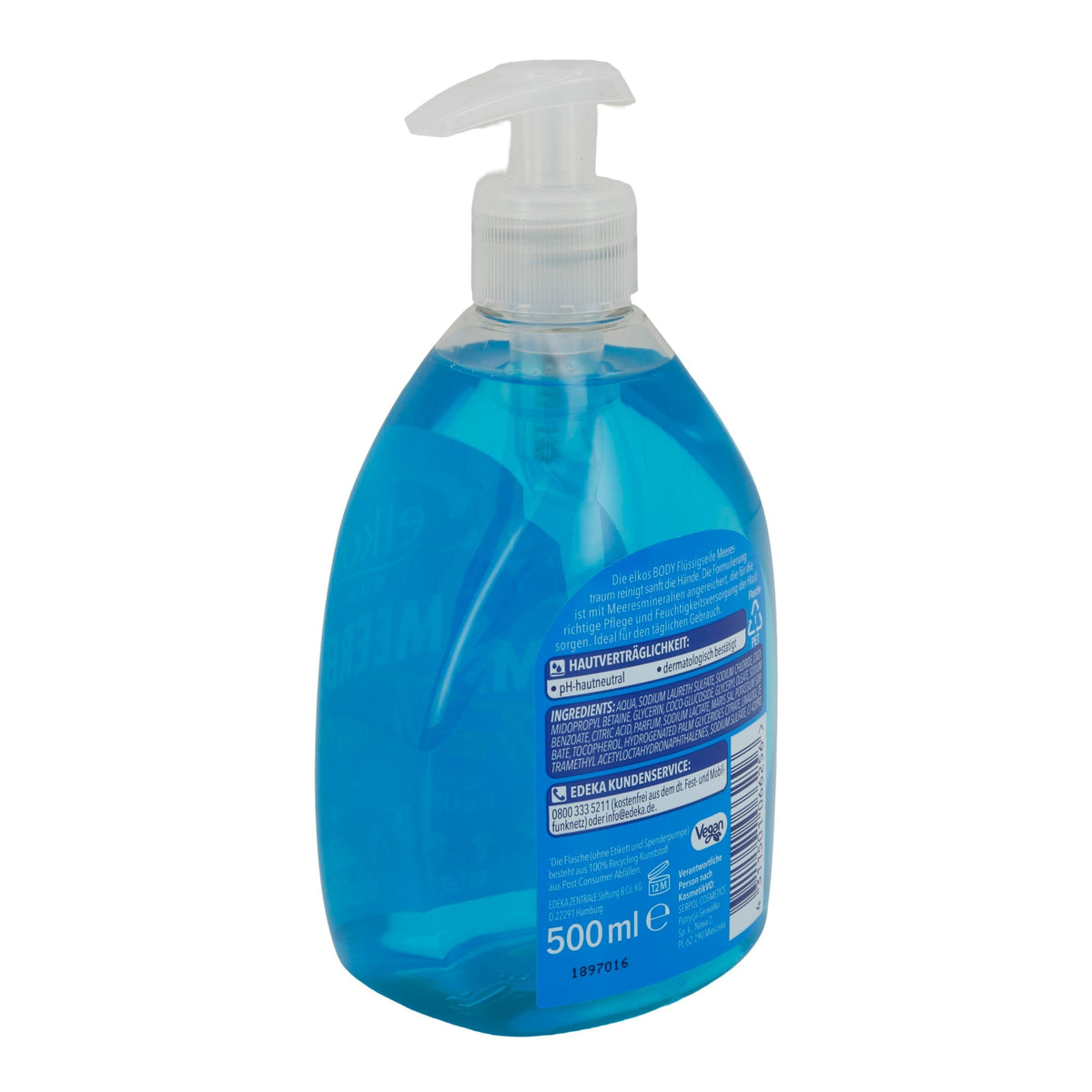 elkos Flüssigseife Meeres Traum | Frischer Duft & Meeresmineralien | pH-hautneutral | 500 ml