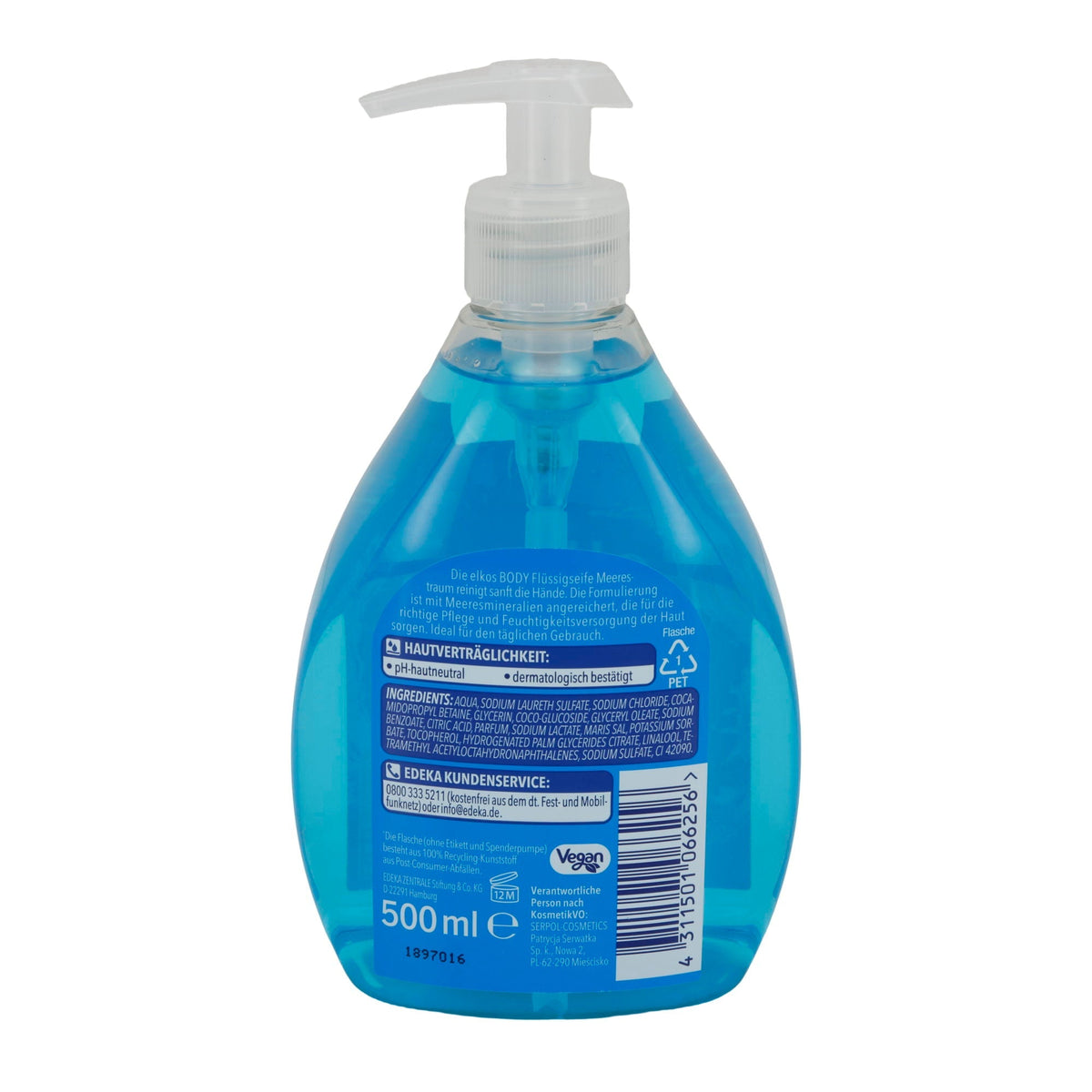 elkos Flüssigseife Meeres Traum | Frischer Duft & Meeresmineralien | pH-hautneutral | 500 ml