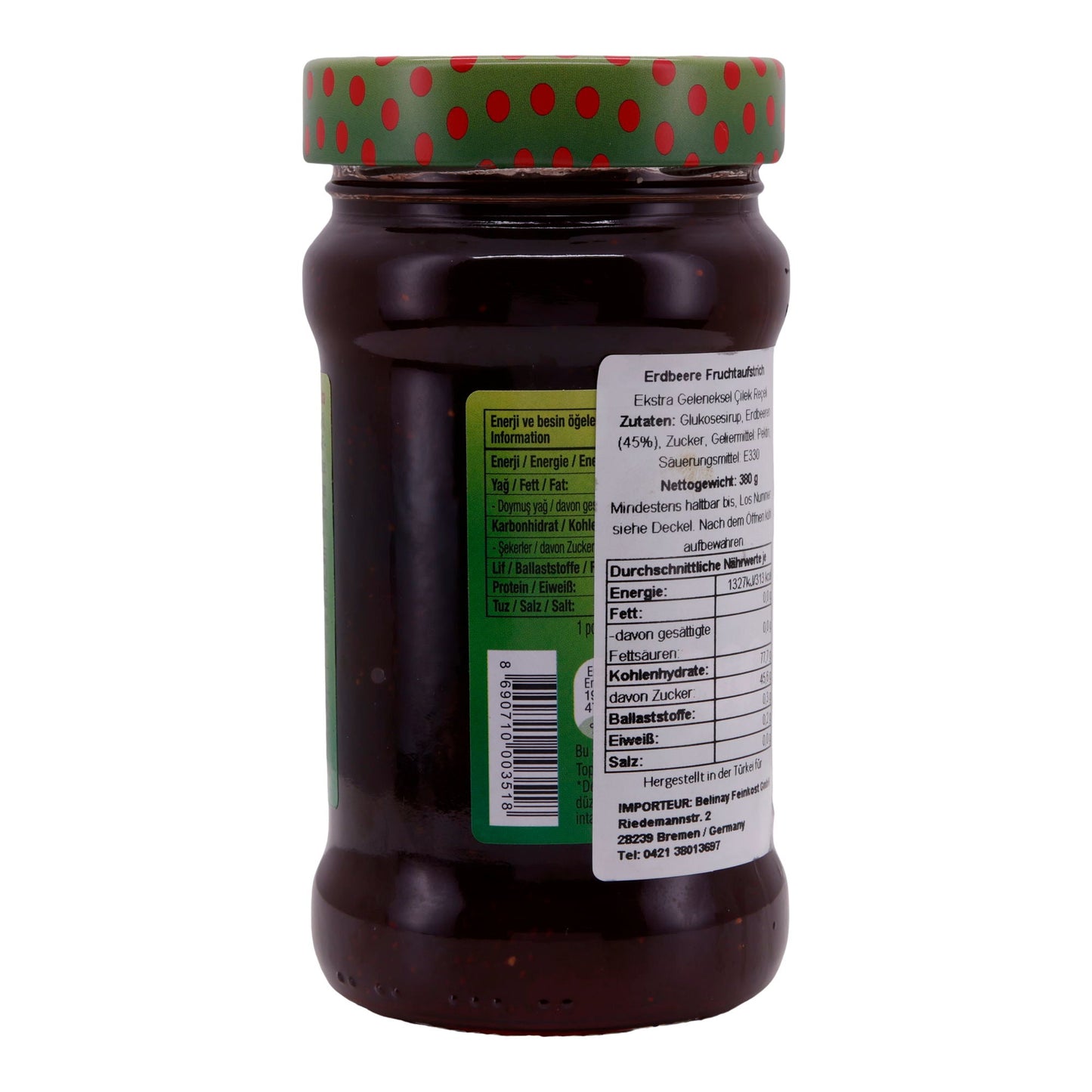 Erdbeerkonfitüre Koska | Çilek Reçeli | Geleneksel, %45 Meyve Oranı | 380 g