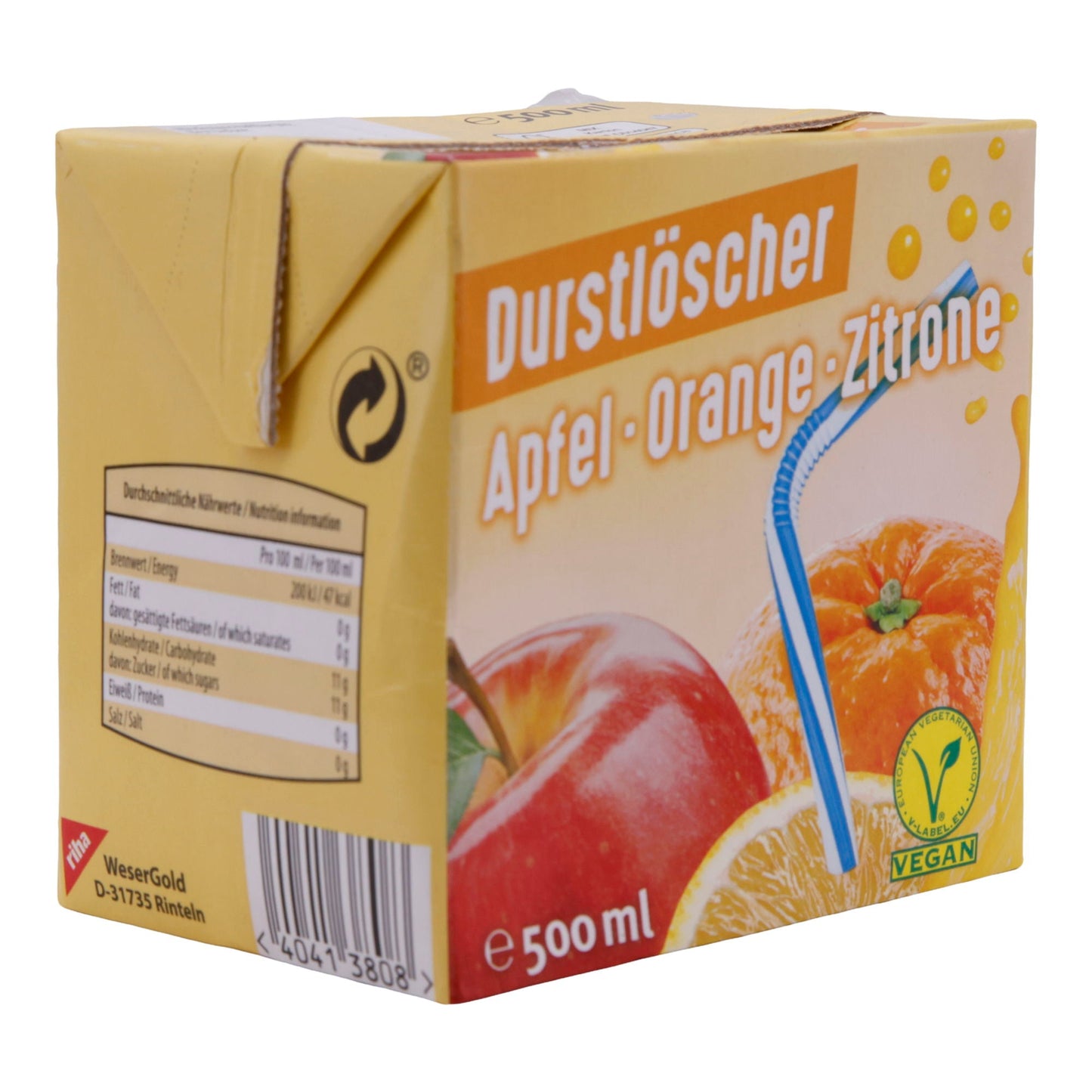 Bevanda rinfrescante dissetante | Mela-Arancia-Limone | Vegano, fruttato | 500 ml