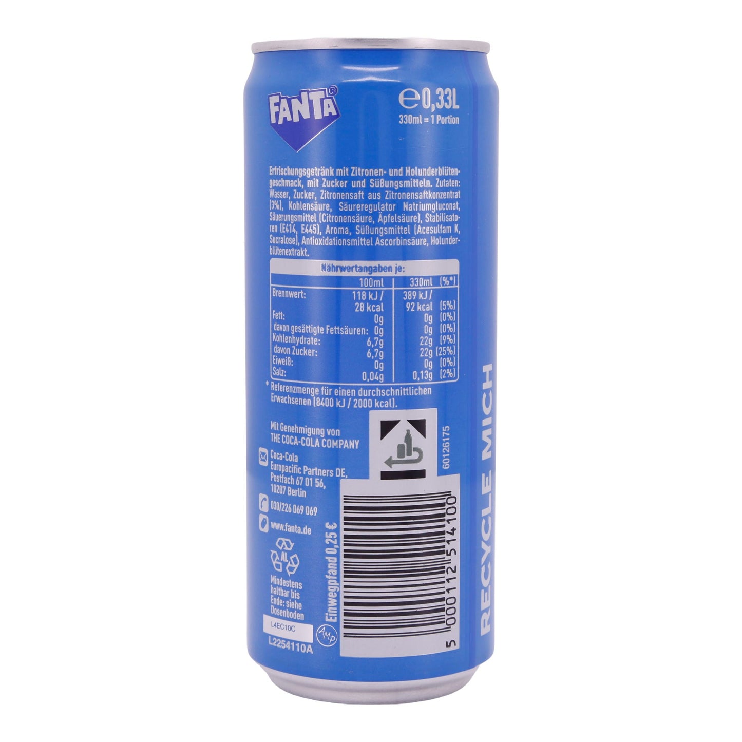 Erfrischungsgetränk Fanta Lemon Elderflower | Getränk | mit Zitronen - und Holunderblütengeschmack | 330 ml - Taste Your World