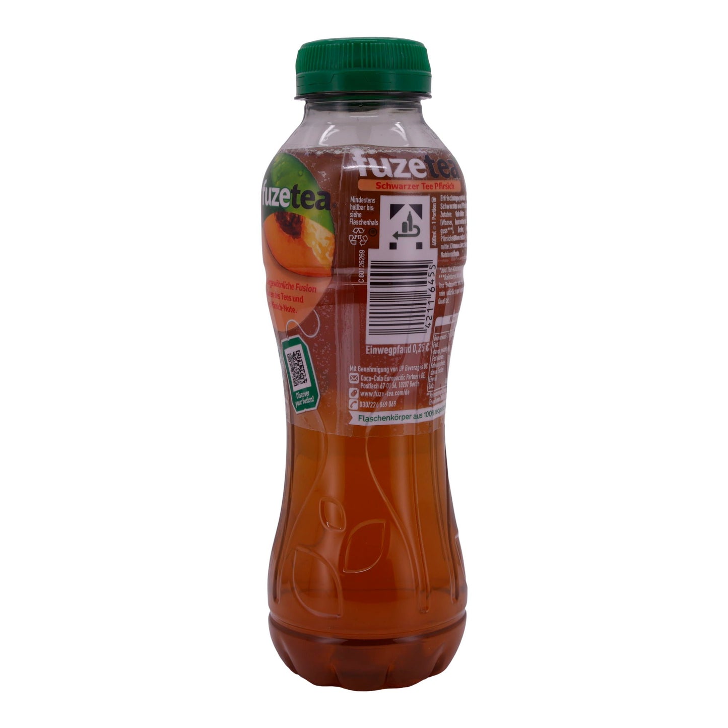 Bevanda rinfrescante Fuze Tea | Tè nero pesca | Con aroma naturale di pesca | 0,4 L