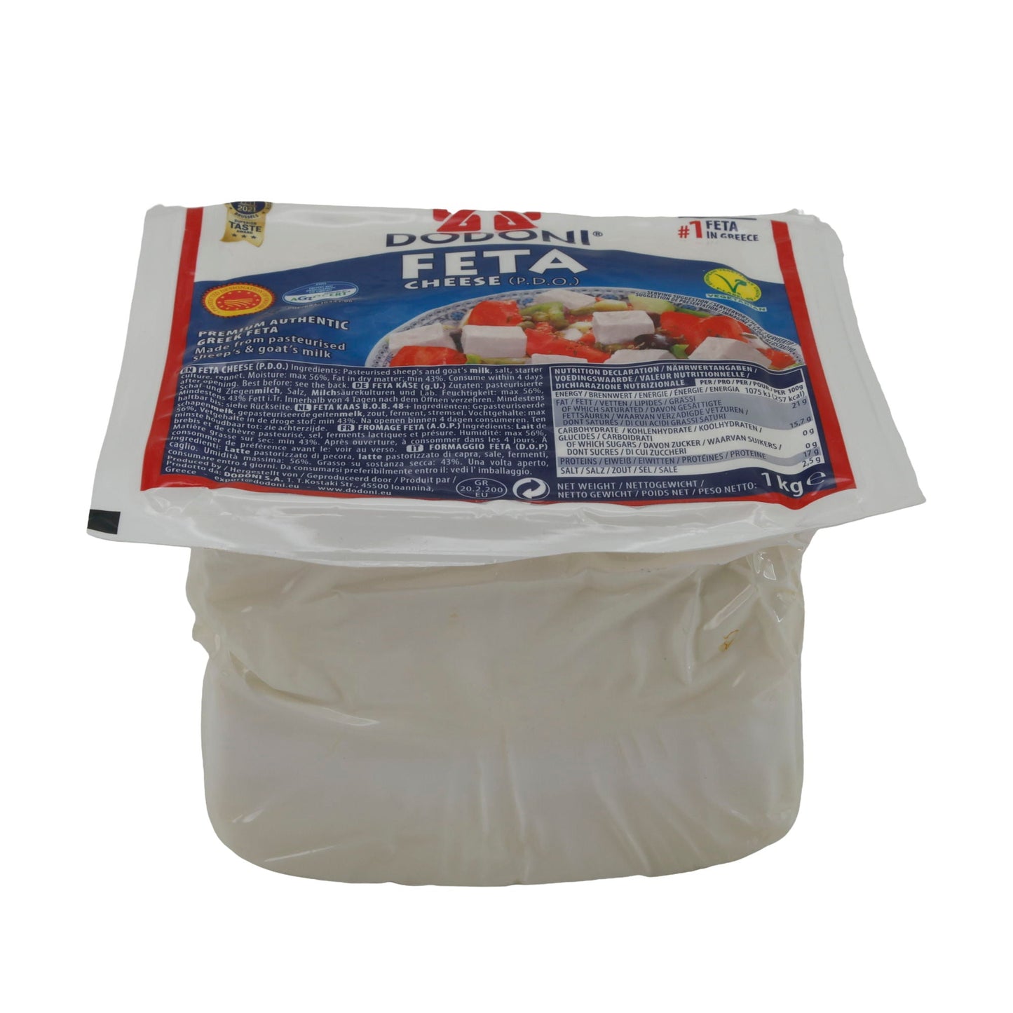 Fetakäse Dodoni Feta Käse | Käse | Premium griechischer Fetakäse in Salzlake g.U. | 1 kg