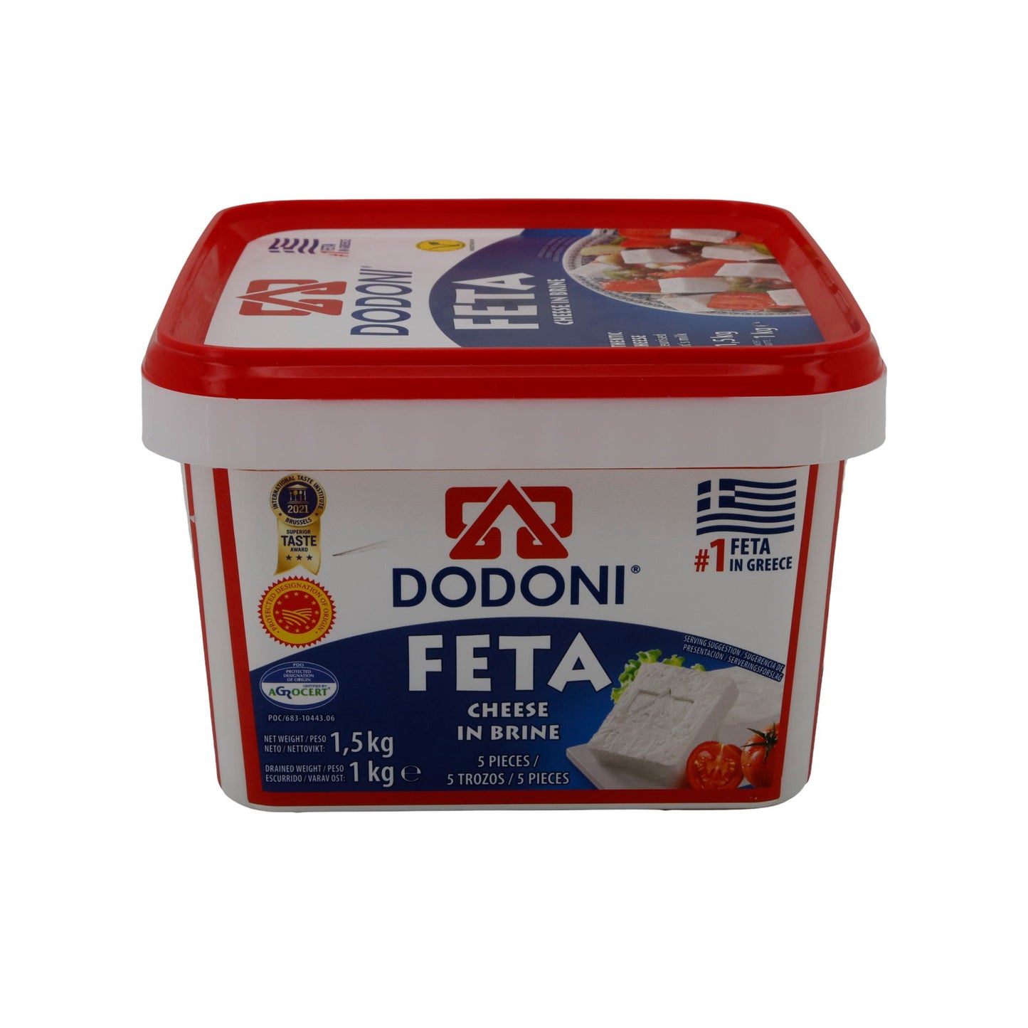 Fetakäse Dodoni Feta Käse | Käse | Premium griechischer Fetakäse in Salzlake g.U. | 1,5 kg