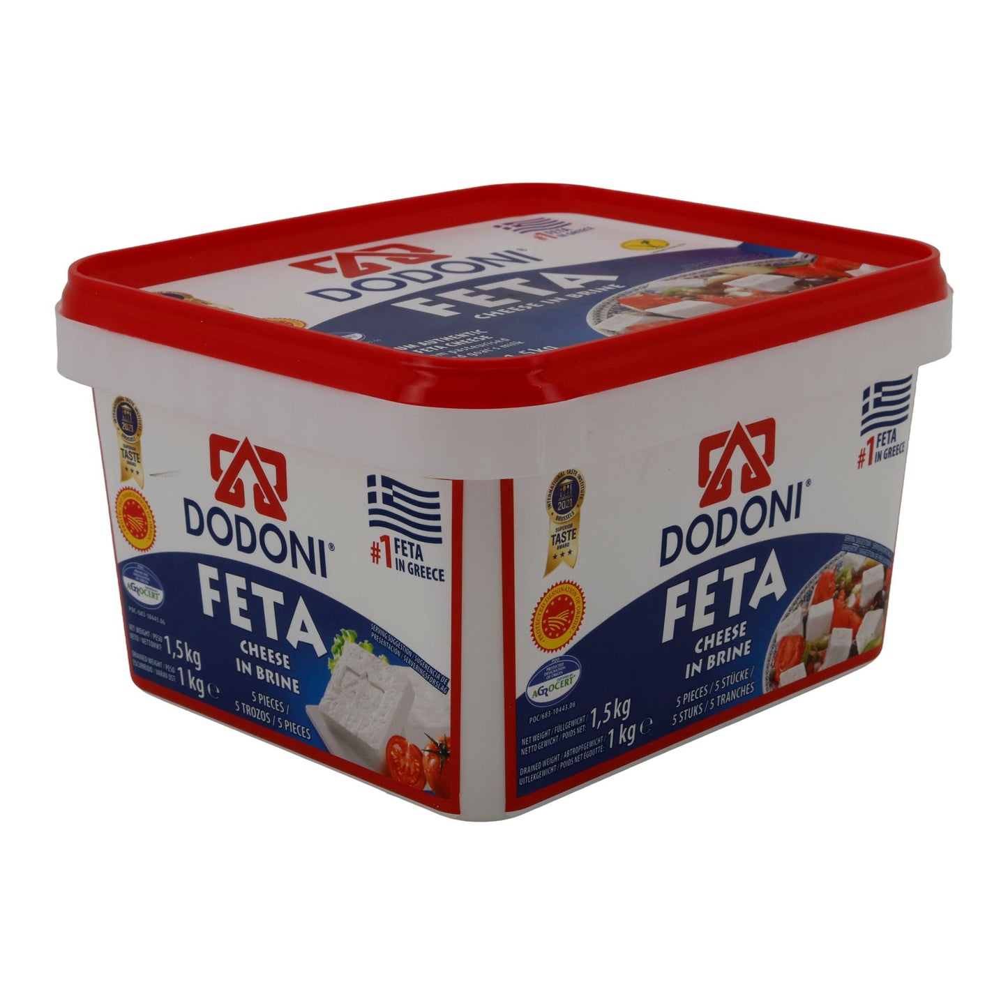 Fetakäse Dodoni Feta Käse | Käse | Premium griechischer Fetakäse in Salzlake g.U. | 1,5 kg