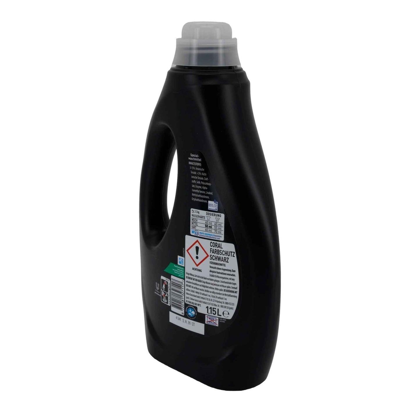 Flüssigwaschmittel Coral | Schwarz Farbschutz | Für 23 Wäschen dunkler Textilien | 15 l