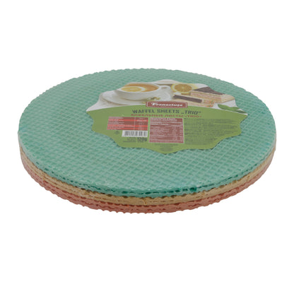 Franzeluta | Waffelblätter „Trio“ | bunt | rund | 120 g
