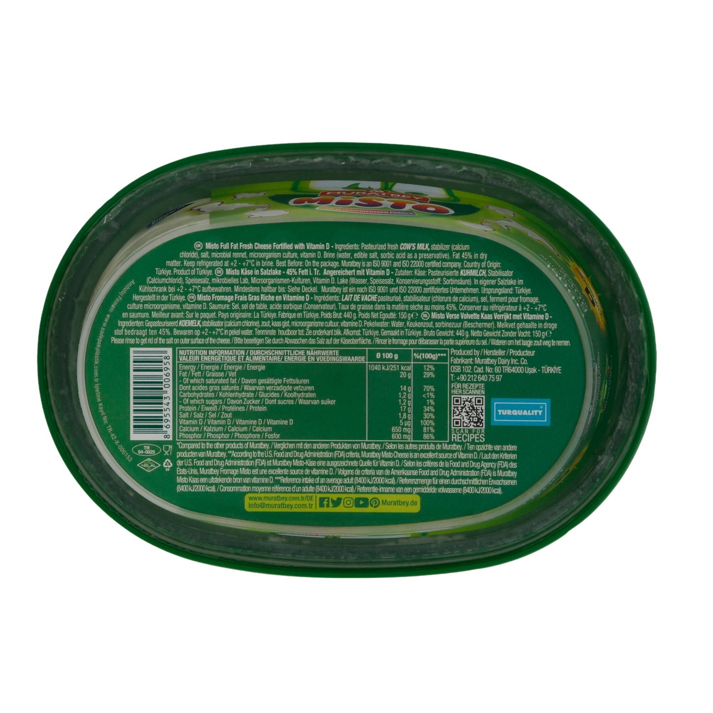 Frischkäse Muratbey Misto | Frischkäse | Cremig mit Vitamin D | 440 g MURATBEY