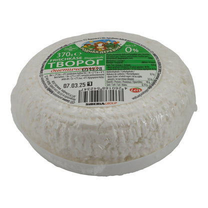 Frischkäse Rodnaja Derewnja | Frischkäse | Magerstufe 0 % Fett, eiweißreich & fettarm | 370 g