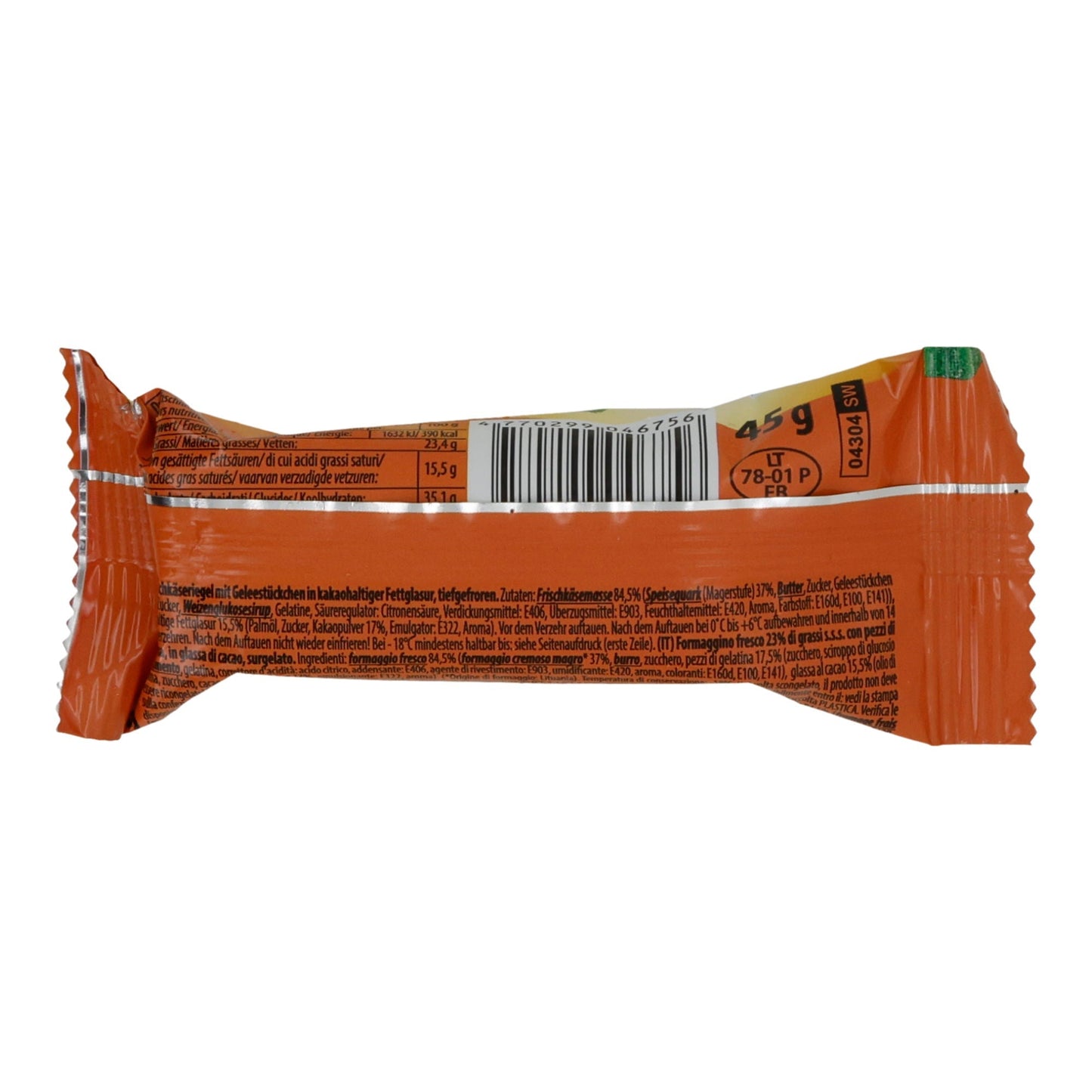 Frischkäseriegel Schwinn | Mit Geleestückchen | Gefrorener Käse-Snack mit bunter Füllung und Schokoladenüberzug | 45 g SCHWINN