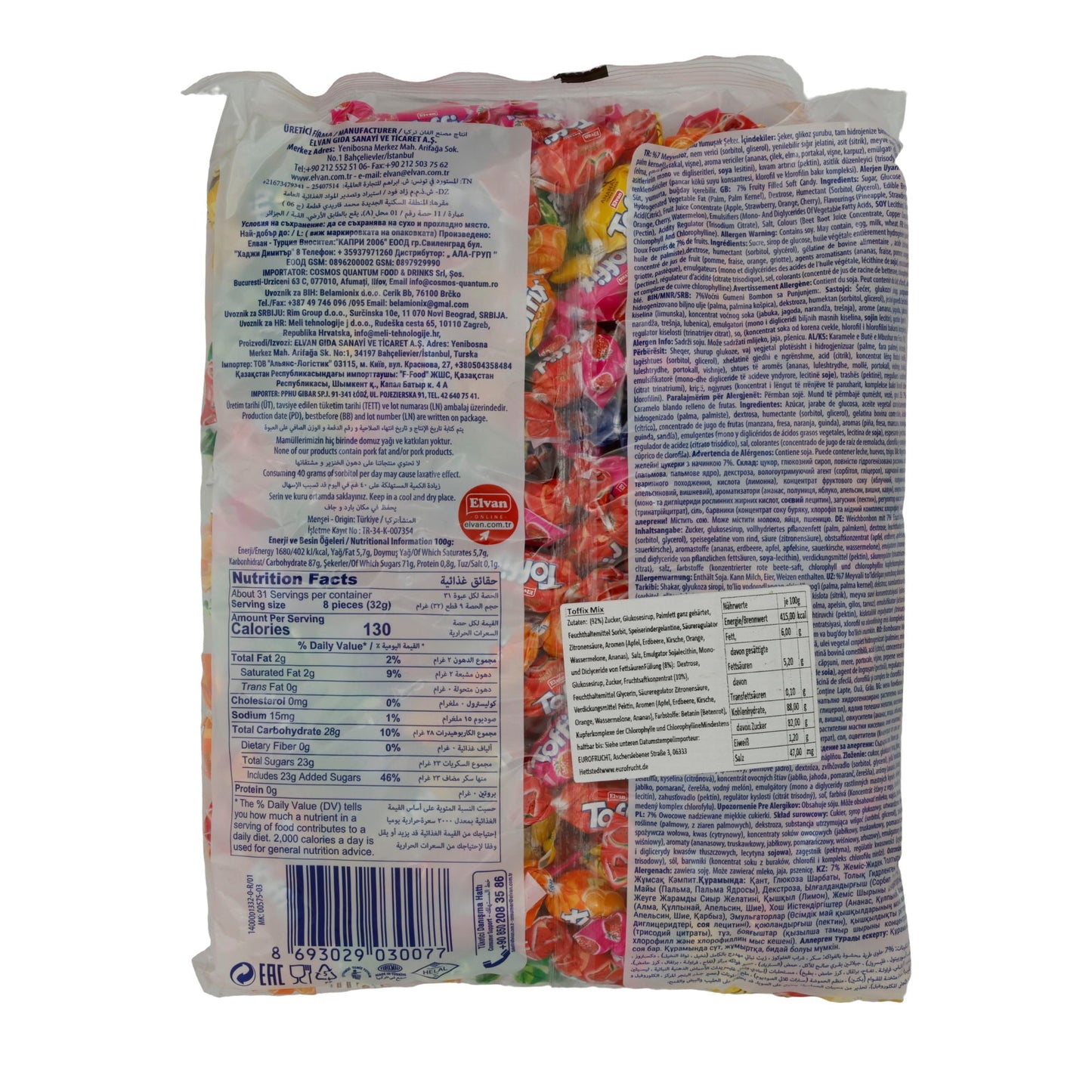 Fruchtbonbons Toffix | Center Filled Fruit Chew | Fruitig, met sapvulling | 800 g