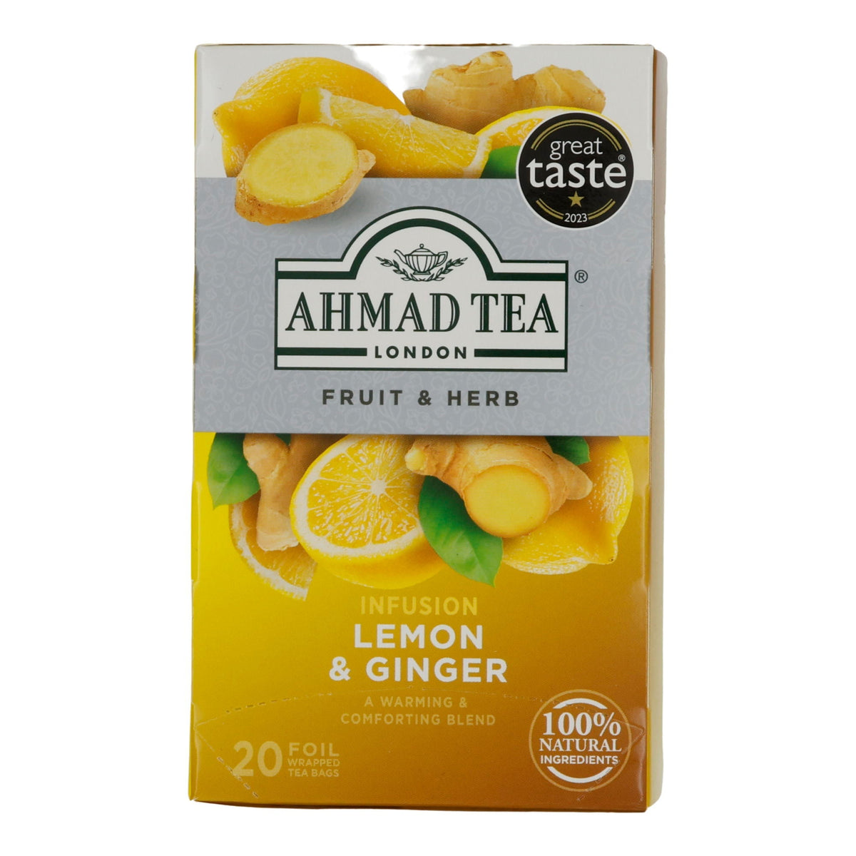 Früchtetee Ahmad Tea | Lemon & Ginger Kräutertee | 100 % natürlich | 20 Teebeutel AHMAD TEA