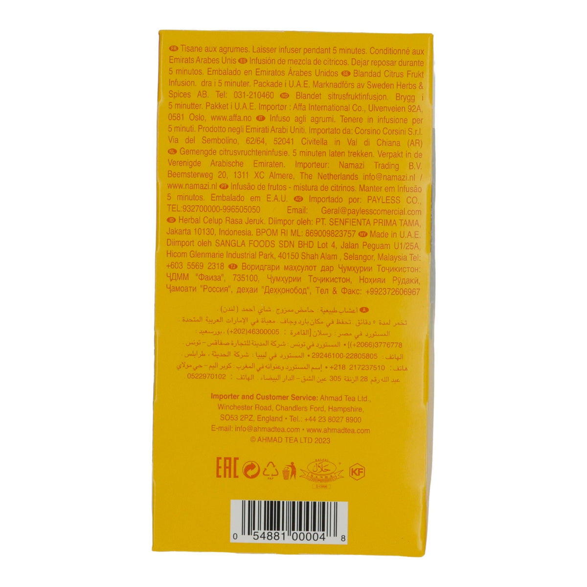 Früchtetee Ahmad Tea | Mixed Citrus Tee | Orange & Zitrone | 20 Teebeutel | 100 % natürlich