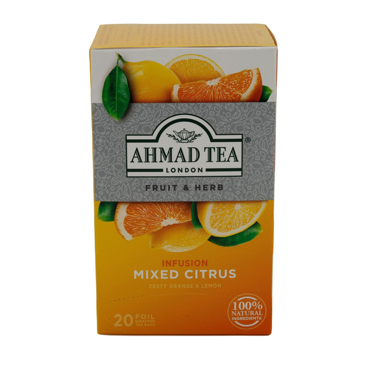 Früchtetee Ahmad Tea | Mixed Citrus Tee | Orange & Zitrone | 20 Teebeutel | 100 % natürlich