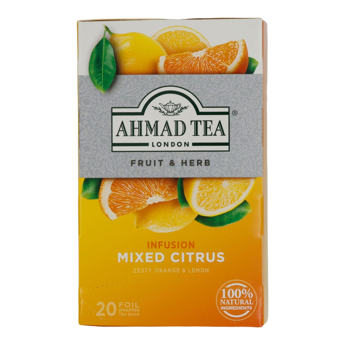 Früchtetee Ahmad Tea | Mixed Citrus Tee | Orange & Zitrone | 20 Teebeutel | 100 % natürlich