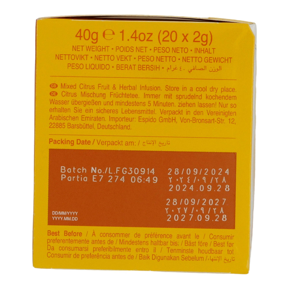 Früchtetee Ahmad Tea | Mixed Citrus Tee | Orange & Zitrone | 20 Teebeutel | 100 % natürlich