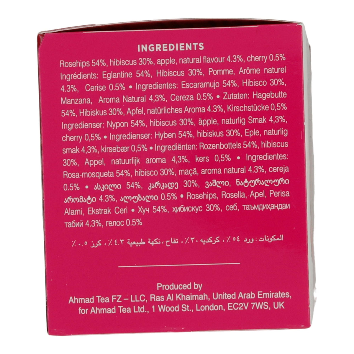 Früchtetee Ahmad Tea | Rosehip, Hibiscus & Cherry | Fruchtige Kräuterinfusion mit Hagebutte, Hibiskus und Kirsche | 20 Teebeutel AHMAD TEA